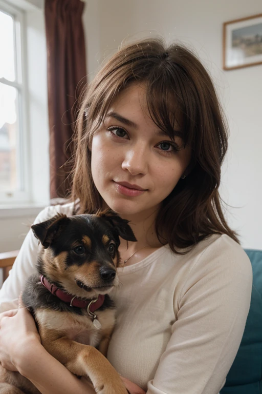 Real girl with a dog