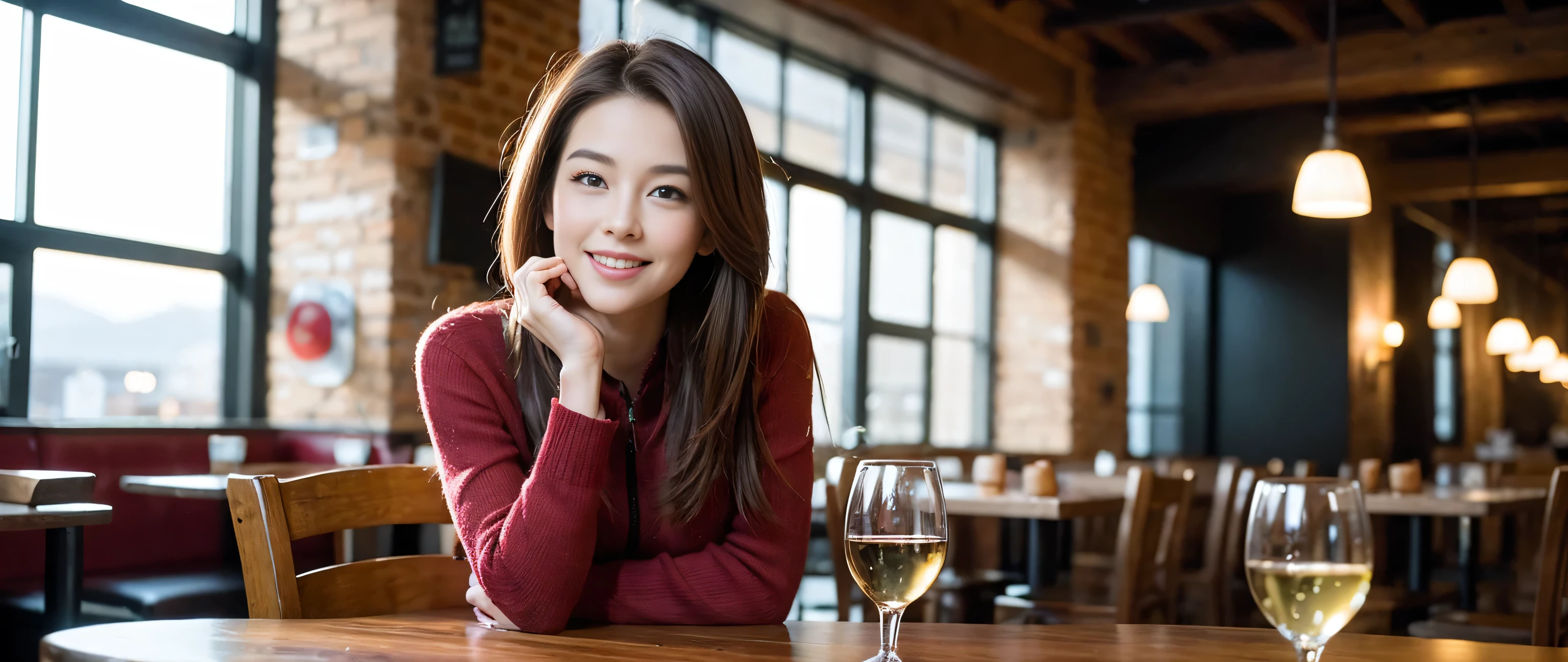((highest quality、8k、masterpiece:1.3))、Two beautiful women、Slim body、((Bob Hale、Straight hair:1.2))、(to be born, highest quality, masterpiece:1.5), (Realistic, Intricate details:1.2), Ultra-high resolution, Wine glass on the table、Facial lighting、Amazing view of the sunset sky and clouds、Amazing mountain views、A bright smile、A lovely woman with a smile、Bright image、The beauty of wine, Beautiful Face, blue eyes, The light shines on your face, Blushing, short hair,Bright Face、 (36 years old), 39 years old, Lady、red wine 、Appetizers、Italian food、Wine bottle、Champagne、sparkling wine、Two beauties、Brown Hair、Shortcuts、Long sleeve shirt、dress、Pretty Woman 1, (Slim face), (The body is slim), (Brown Hair), (Shortcuts), cheeks turn a little red,Attractive beauty、, Out of the window, A beautiful and detailed night view unfolds.........., restaurant, In a prominent place (From the waist up) Nova Frog Style, actress, model, Upper Body, White wine, slim, wine glass, A wine glass placed in the middle, smile, (smile: 1.15), Beautiful fine grain, Depth f/2,saturation, High Contrast, Strong light and shadow,Moist Body:1.5、3D texture、Delicate eyes、Brown Hair、The hair is very shiny、