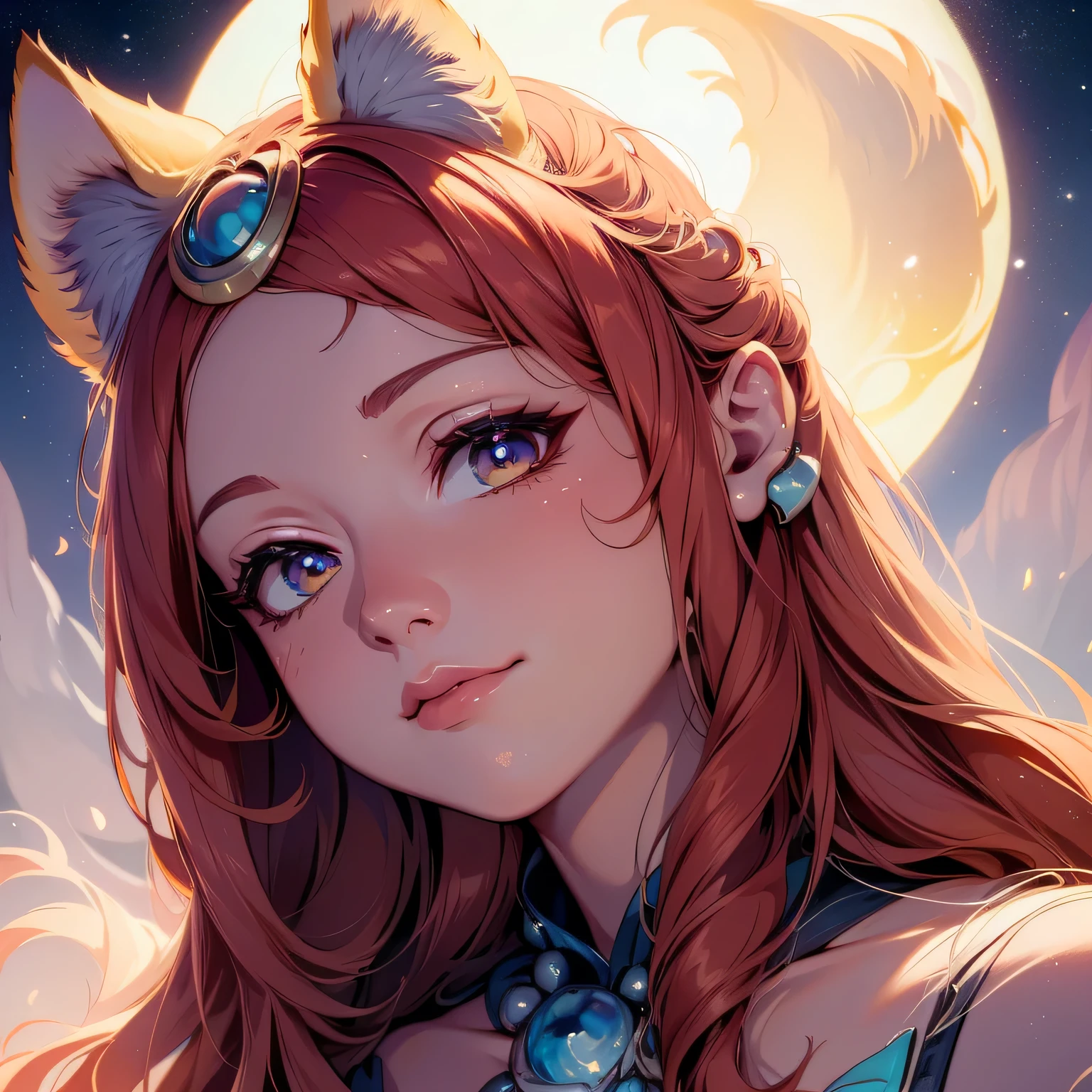 (Best Quality, 4k, high resolution, Masterpiece:1.2), Fox Girl with a pointed ear, On the Front Line, Determined single girl, Hiding in bushes, Surrounded by the trees,

A beautifully detailed girl with a captivating redhead hair and pretty eyes, Her eyes are intricately detailed with beautiful yellow hues, almost orange in color, A very nice girl with a beautiful face,

Amidst The Starry Night, with Luna shining brightly, A very beautiful moon graces the night sky, 4K.