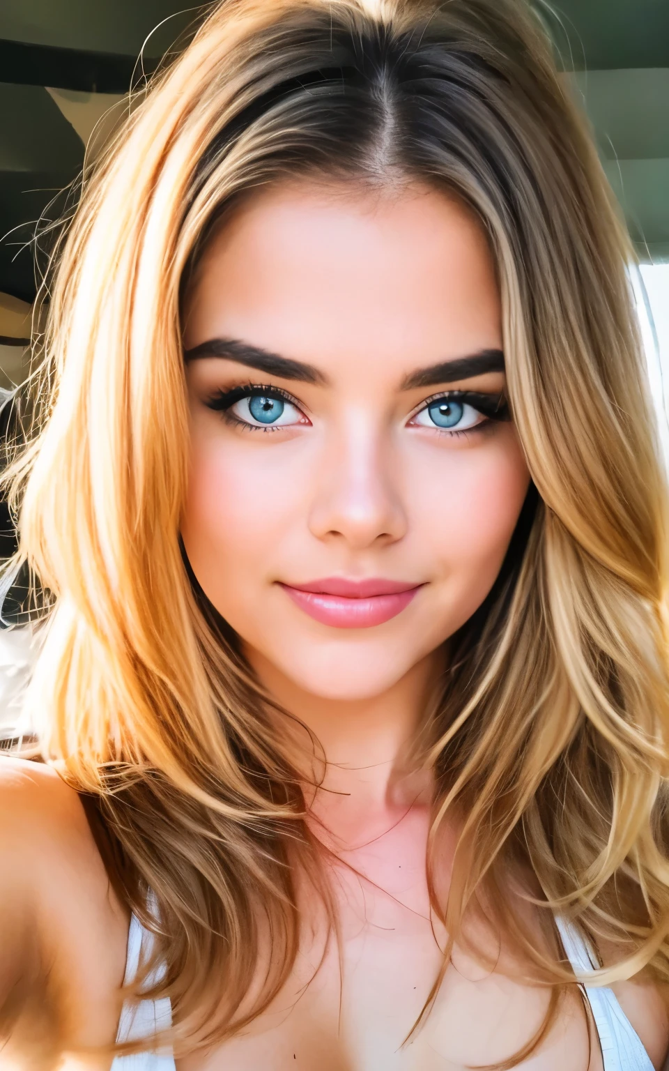 Very beautiful sexy blonde making a selfie, naked , breasts, light blue eyes, highly detailed, 18 years old, slim, innocent face, naturally wavy hair, high resolution, masterpiece, best quality, intricate high detail, highly detailed, sharp focus, detailed skin, realistic skin texture, texture, detailed eyes, professional, 4K, charming smile, shot with Canon, 85mm, slight depth of field, Kodak Color Vision, body in perfect shape, extremely detailed, photographer_\( ultra\), photographerrealistic, Realstic, Postprocessing, maximum details, roughness, real life, ultrarealistic, photorealism, photography, 8K UHD, photography