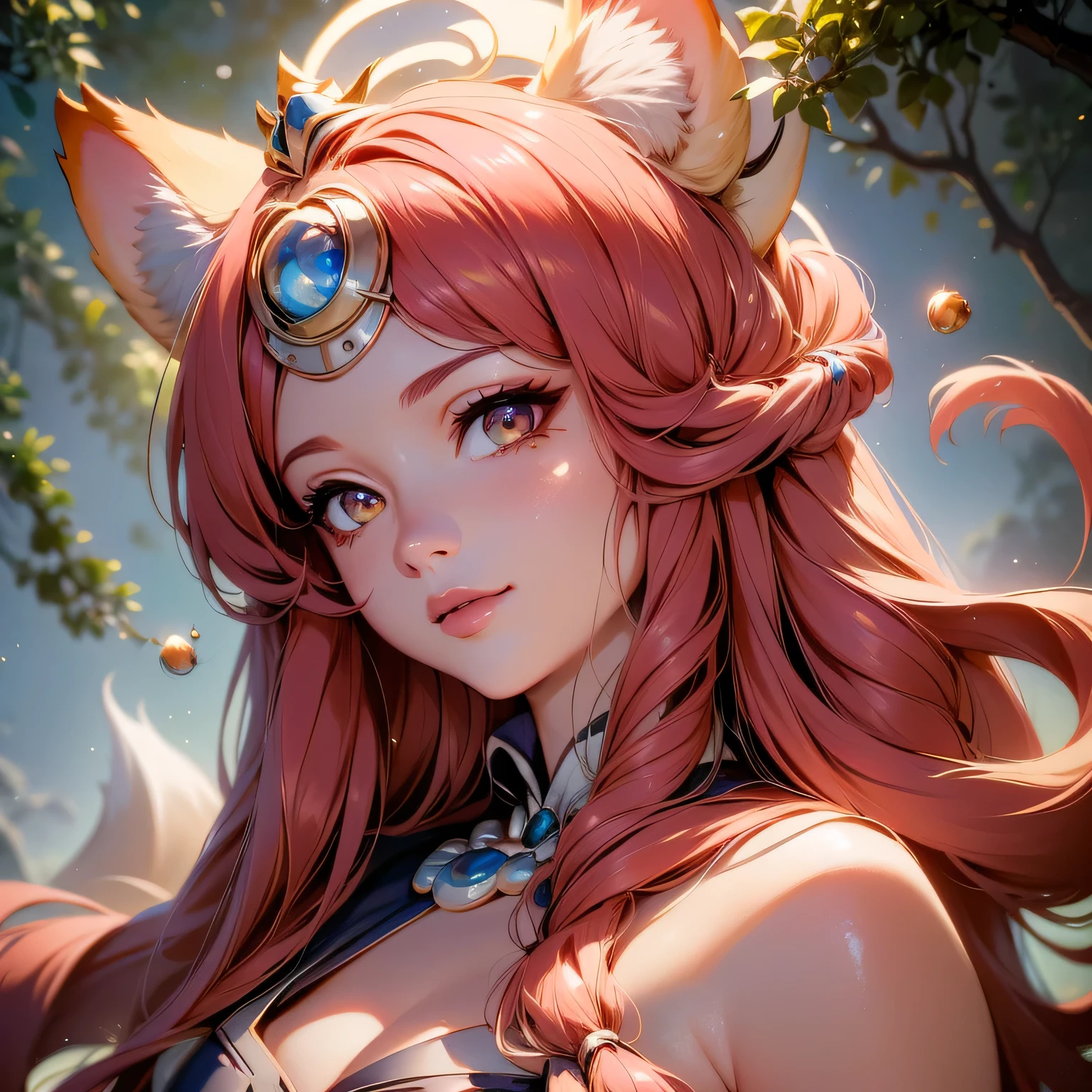 (Best Quality, 4k, high resolution, Masterpiece:1.2)
Fox Girl, pointed ears, On the Front Line, brave single girl, Hiding among bushes, the trees in the background, Detailed girl with a beautiful face, red hair, pretty eyes, very detailed and expressive eyes, Beautiful yellow eyes with almost orange eye color, Very nice girl with a captivating expression, The Starry Night scene, Luna, Majestic and beautiful moon with intricate craters and radiant glow.