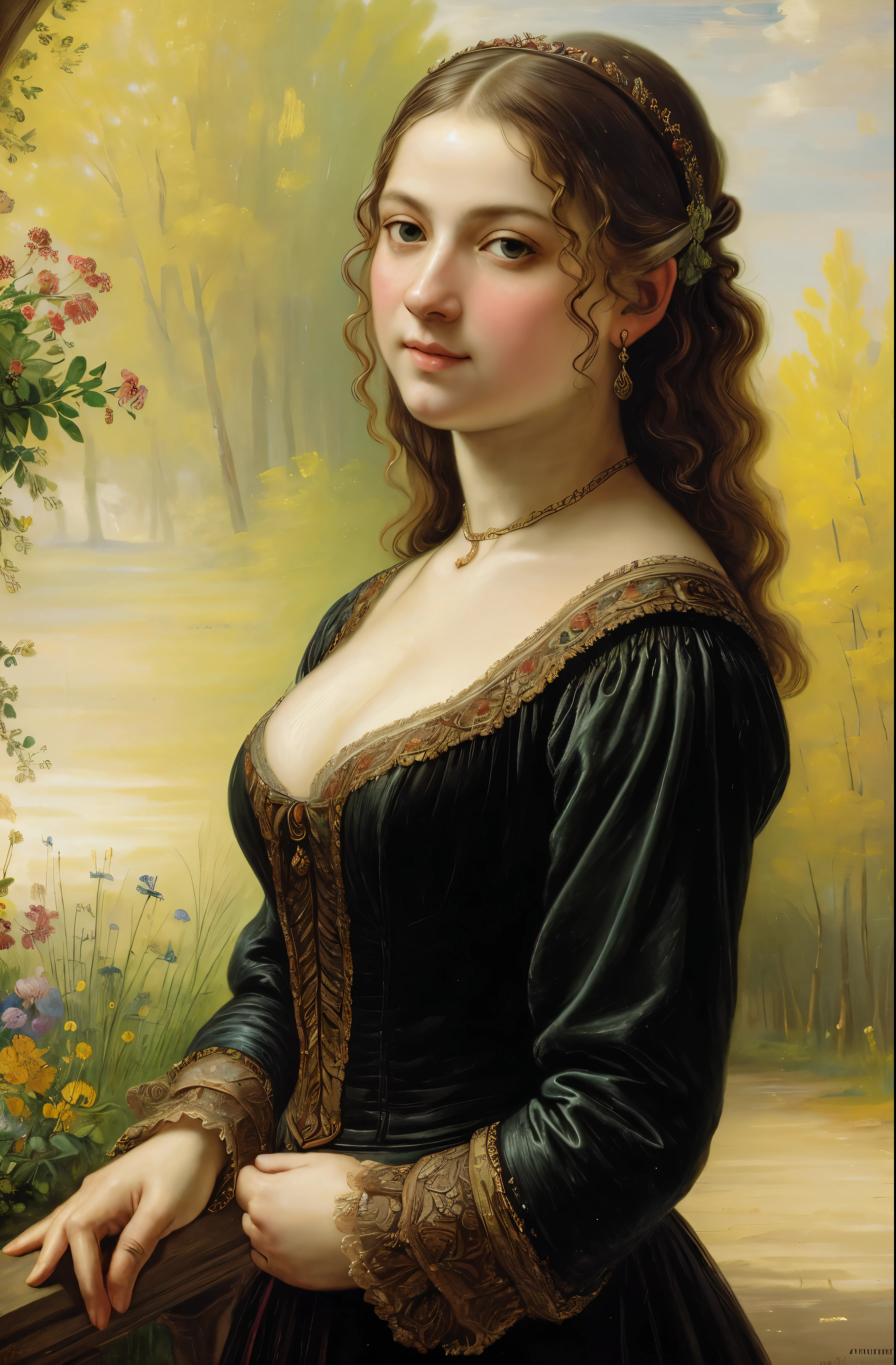 Greatest Queen, thick fleshy figure, 45 years old Woman, at a garden with flowers, (best quality, 8k, 32k, masterpiece, UHD: 1.5), Photo of Attractive German Woman, 1, ((nude) ), (gigantic breasts: 1.2), (long hair), blonde, Abs, perfect body, ultra detailed face, Detailed lips, Fine Eyes, Double eyelidm, Double eyelidm, (seductive), ((Excited: 1.5)), Medieval aesthetics, sharp focus, intricate details, highly detailed, depth of field, sharp focus, High detail, impressionism, Detailed oil painting, glazing, tenebrism, Scumbling, oil painting, Baroque style, by Rembrandt, By Artemisia Gentileschi