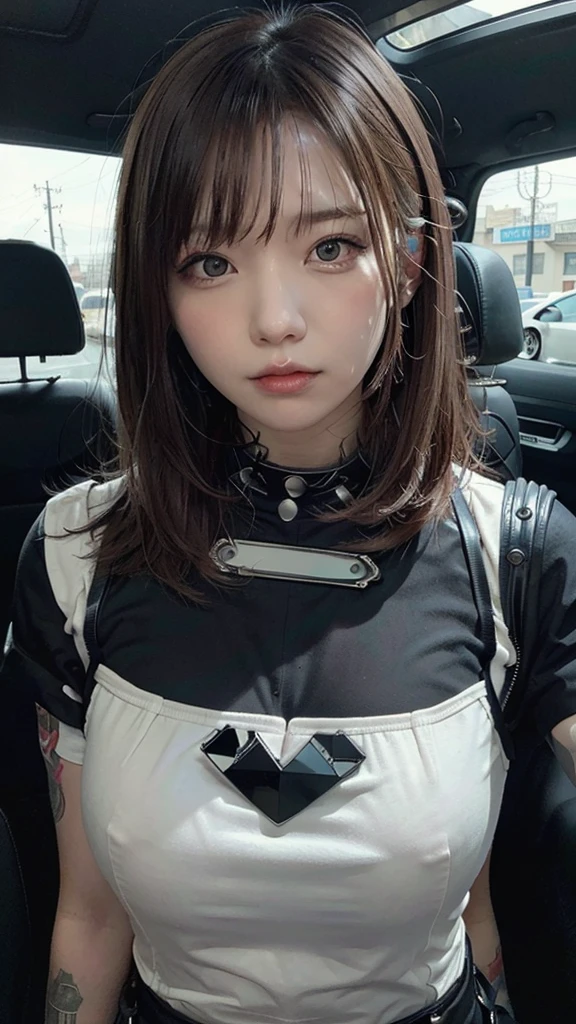 Portrait ung Woman ,SF, Complex background punk, Mad Max , Futuristic, Post-apocalyptic, dark, 薄dark光, ((masterpiece, highest quality, )),