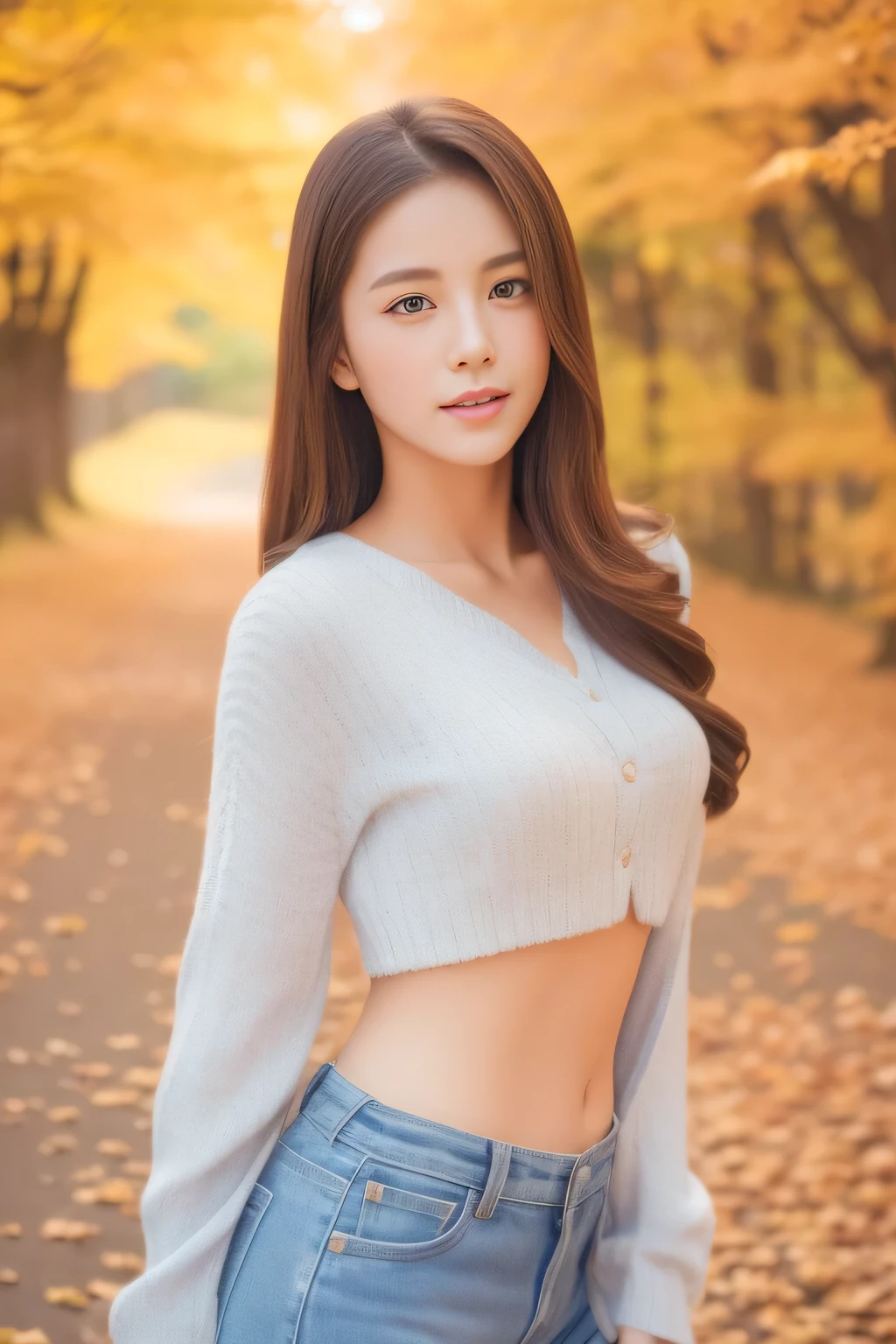 (masterpiece,Captivate:1.5,The biggest attraction for girls,High resolution,high quality)、Beautiful and realistic Japan people、The aesthetics of nature、Neat autumn clothes、 21 years old、double eyelid、Sparkling eyes、Beautiful body、Perfect Anatomy、Perfect Hips、gravure、