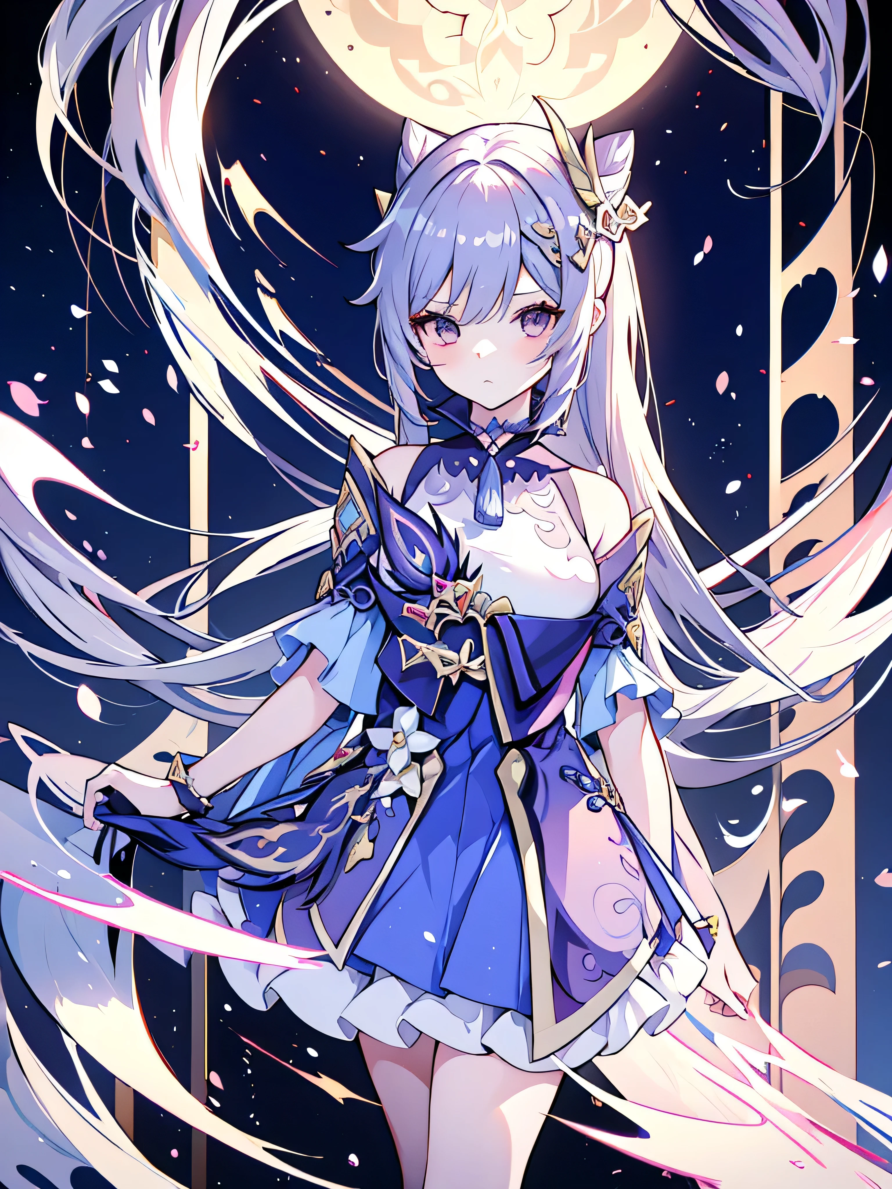 un primer plano de una persona vestida con una espada, impacto de keqing genshin, xianxia de cuerpo completo, keqing del impacto genshin, Impacto de Genshin del juego Ayaka, arte oficial del personaje, Personaje de impacto de Genshin, anime moe art style, zhongli del impacto genshin, retrato completo de elementalista, lindo anime waifu con un bonito vestido