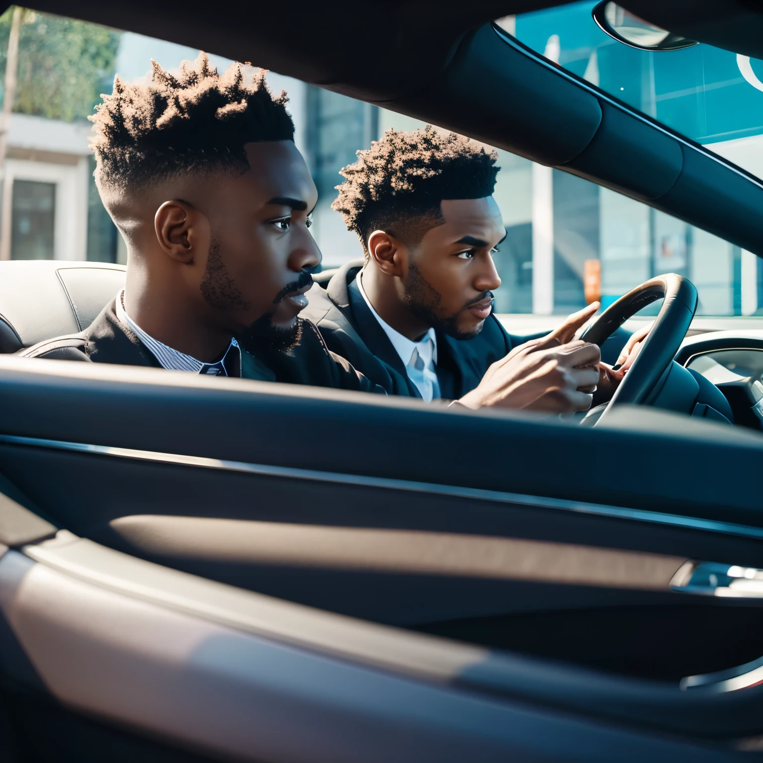 Black men driving a super car