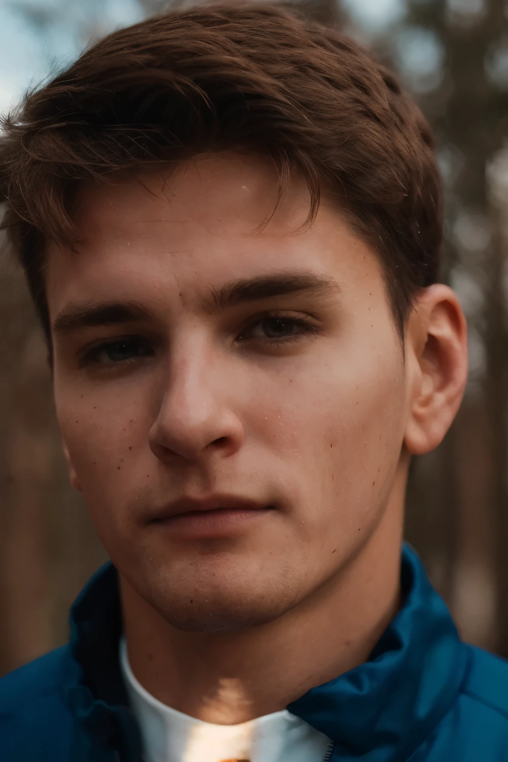 RAW photo, half body portrait of SAR2 man looking at viewer, (high detailed skin), 8k uhd, dslr, soft lighting, high quality, film grain, Fujifilm XT3