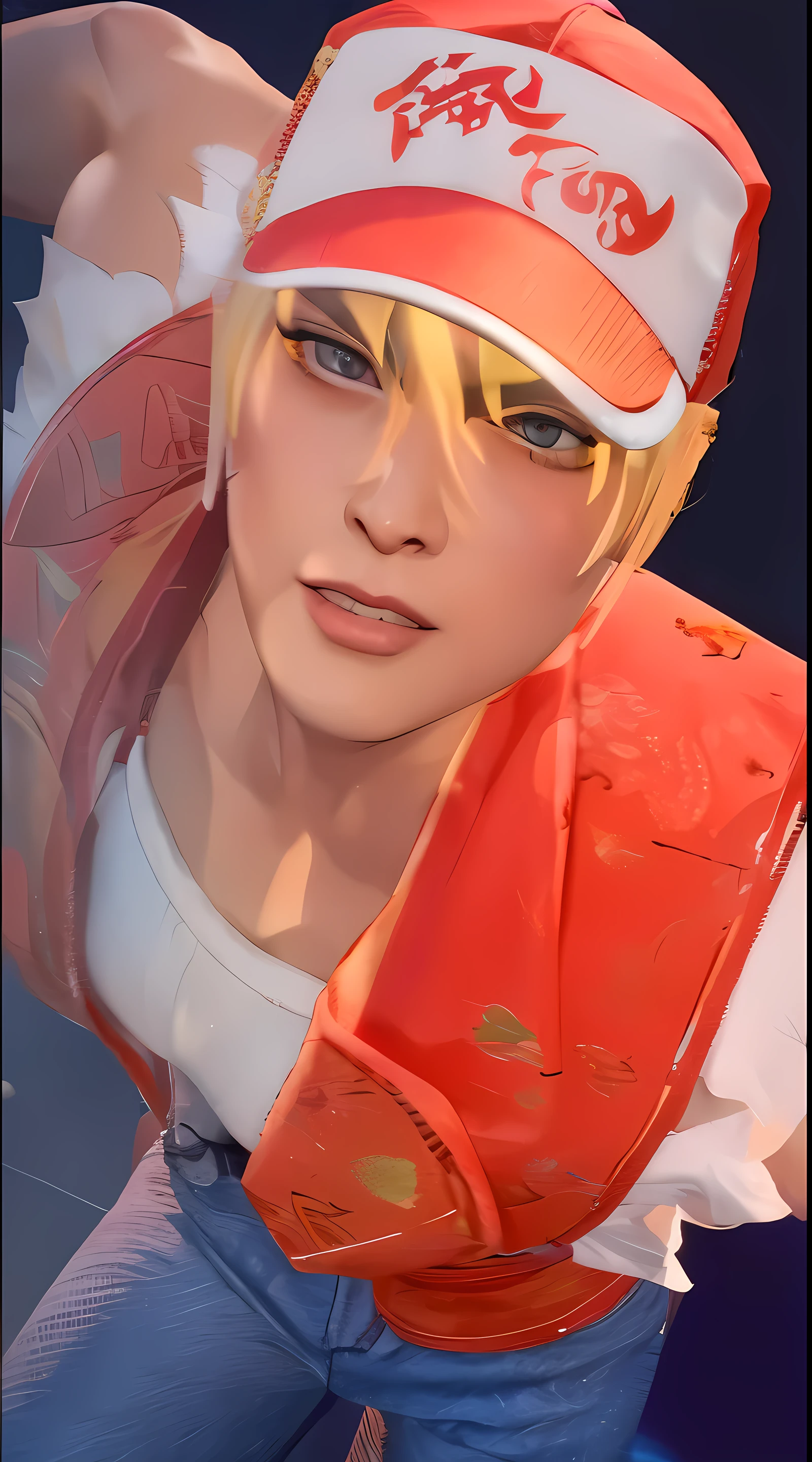 White hair Red eyes kimono Yellow Fang hairpin tattoo