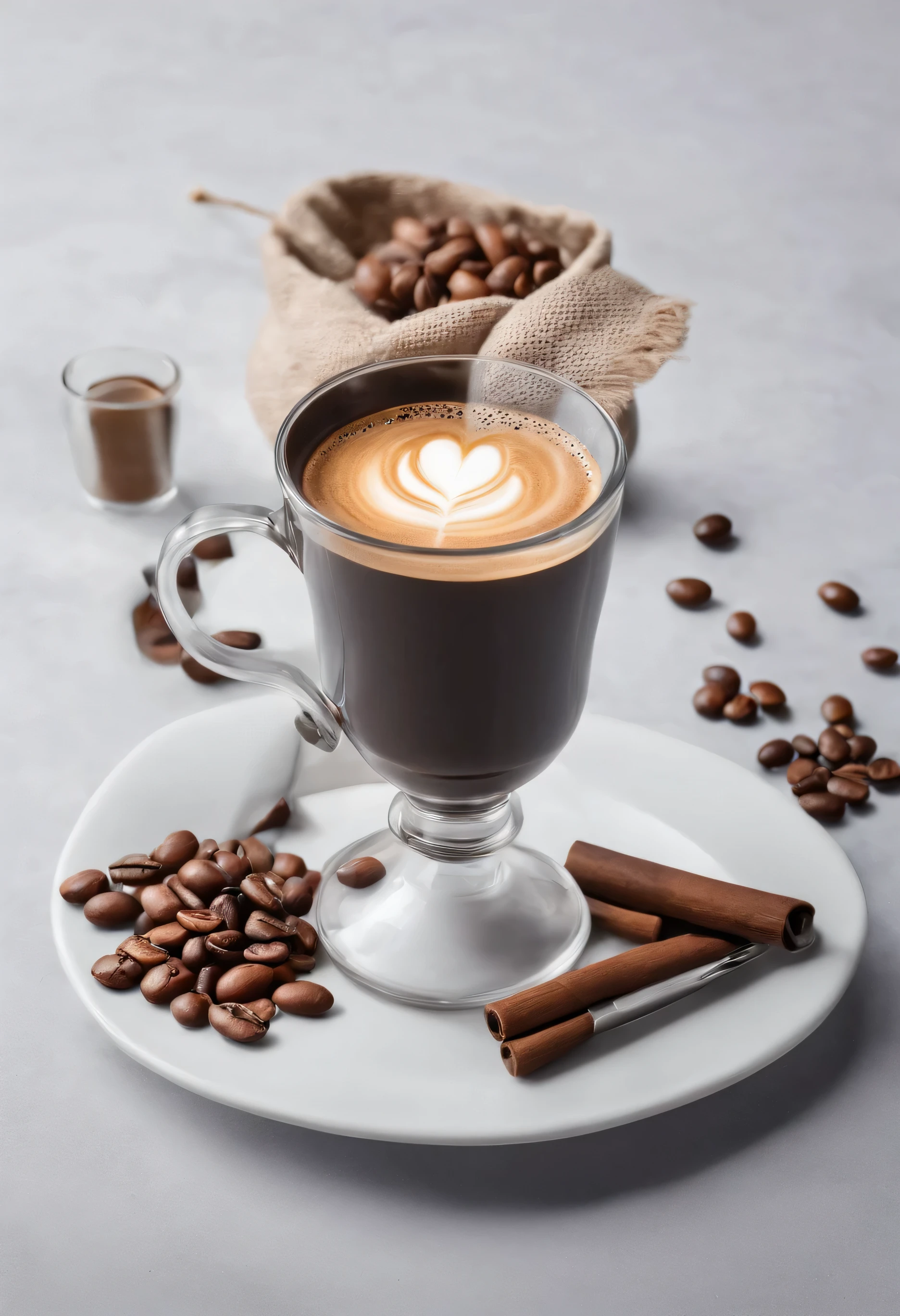 a cup of coffee, frijoles, Espresso, cinematographic, professional photography, studio lighting, Fondo de estudio, advertising photography, detalles intrincados, hiperdetallado, ultra realista, 8k UHD