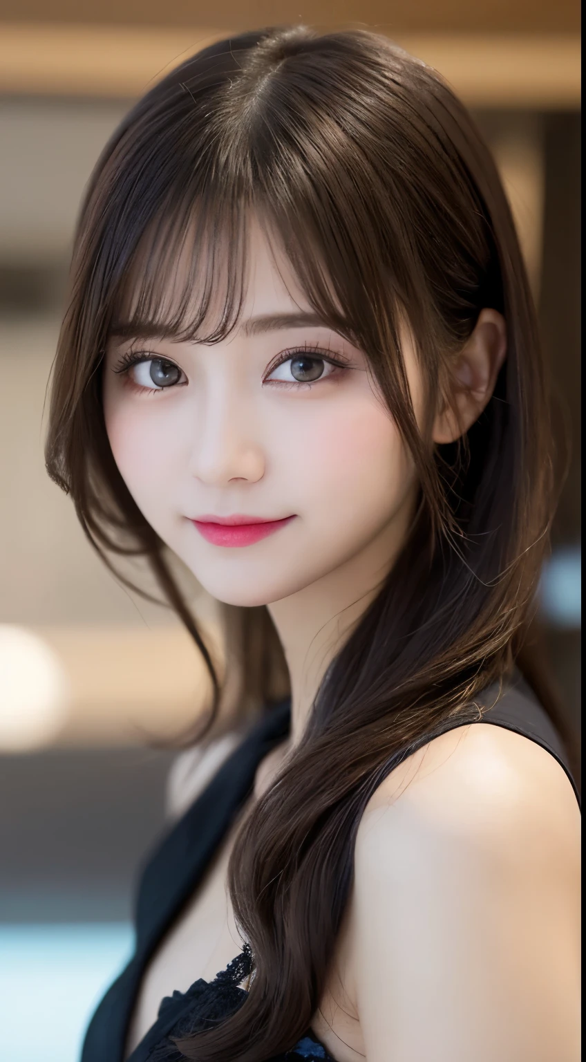 Tabletop, highest quality, shape, Very detailed, finely, High resolution, 8k wallpaper, 完璧なダイナミックな構shape, Beautiful and exquisite,ランダムなcute髪,,Natural color lip、20-year-old girl、cute、Looking into the camera,Always blur the background,Perfect and beautiful face,Slim face and figure,Big eyes、Putting on gal makeup,Small face,Shooting from below、Blurred Background,Elegant feminine face、Cyberpunk Fashion、smile、Change pose randomly、Randomly change the shooting angle and position、one person、Lolita Fashion、Cinderella
