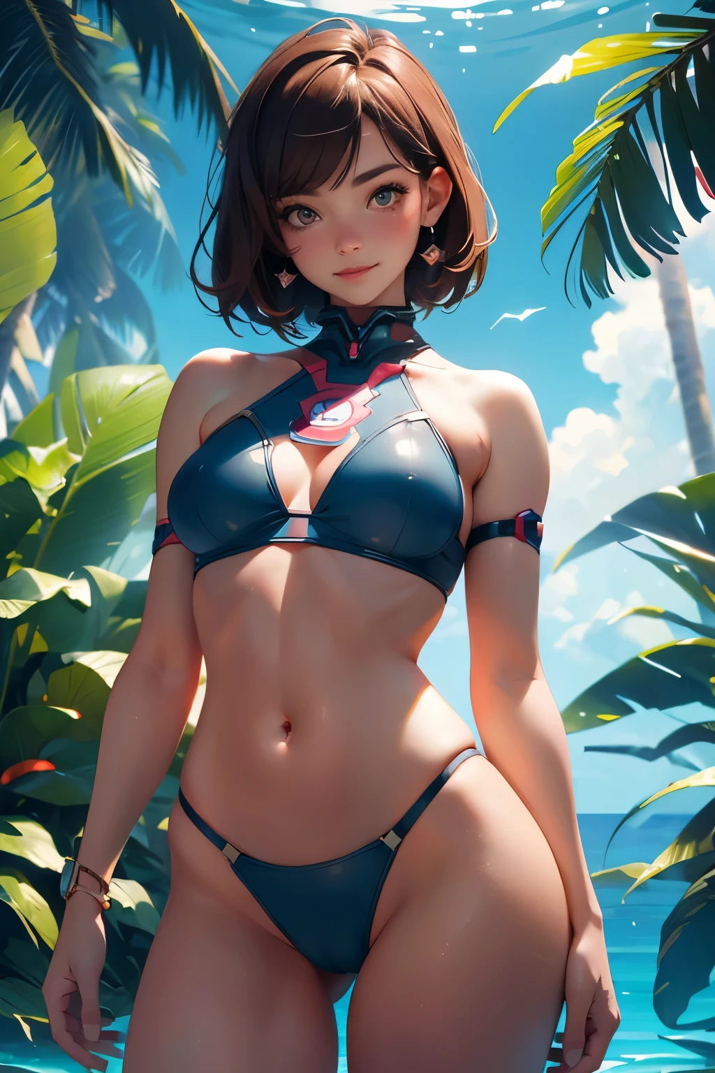 1girl, swimming underwater, looking at beautiful coral reefs and fish, tropical paradise, (masterpiece), (best quality), tracerover, 25 years old, brown hair, spiked hair, short hair, sexy bikini, dive mask, ((detailed)), ((best quality)), ((masterpiece)), extremely detailed CG unity 8k wallpaper, 32k, focus sharp, photo of perfecteyes eyes, perfecteyes eyes, Masterpiece, raw, beautiful art, professional artist, 8k, very detailed face, very detailed hair, perfectly drawn body, beautiful face, very detailed eyes, smiling, rosey cheeks, intricate details in eyes, perfect fit body, beautiful body, extremely detailed, intricate details, highly detailed, sharp focus, detailed skin, realistic skin texture, texture, detailed eyes, high resolution, kodak vision color, foto_\(ultra\), post-processing, maximum detail, roughness, real life, ultra realistic, photorealism, photography, absurdres, RAW photo, highest quality, high detail RAW color photo, professional photo, extremely detailed UHD 8k wallpaper unit, best quality, highres, (masterpiece, top quality, high resolution:1.4), photo, cinematic, film grain, sharp, soft natural light, magic photography, super detailed, anatomically correct, perfect anatomy, cameltoe.