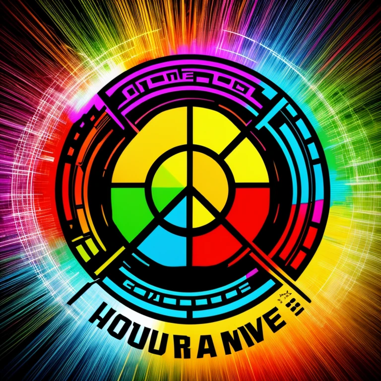 Striking logo against global violence, vibrant colors, powerful statement, graphic design, intricate details, hyper-detailed, RAW quality, captivating typography, bold and fearless, centered composition, contrasting colors, eye-catching, thought-provoking, high resolution, cinematic light, top-lit, vivid and lively, multicultural symbols, powerful message, empathetic appeal, statement of resistance, call to action, inspiring hope, world peace.