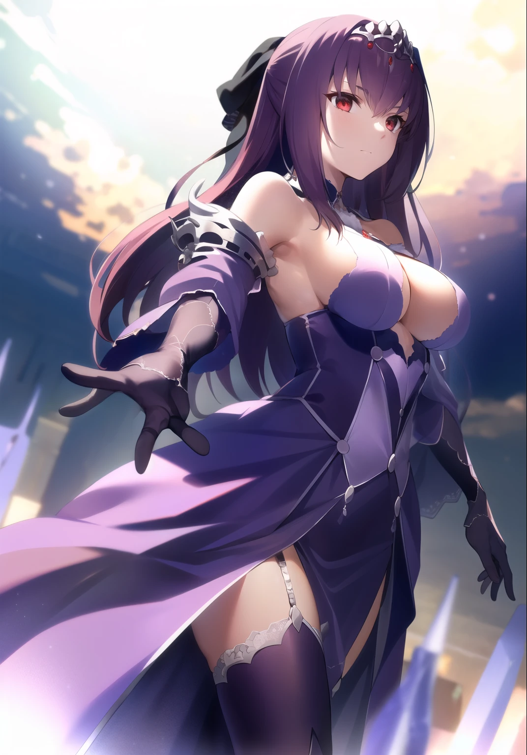 masterpiece, highest quality, High resolution,
C3 Class, Caster Final Costume, One girl, alone, gloves, 
