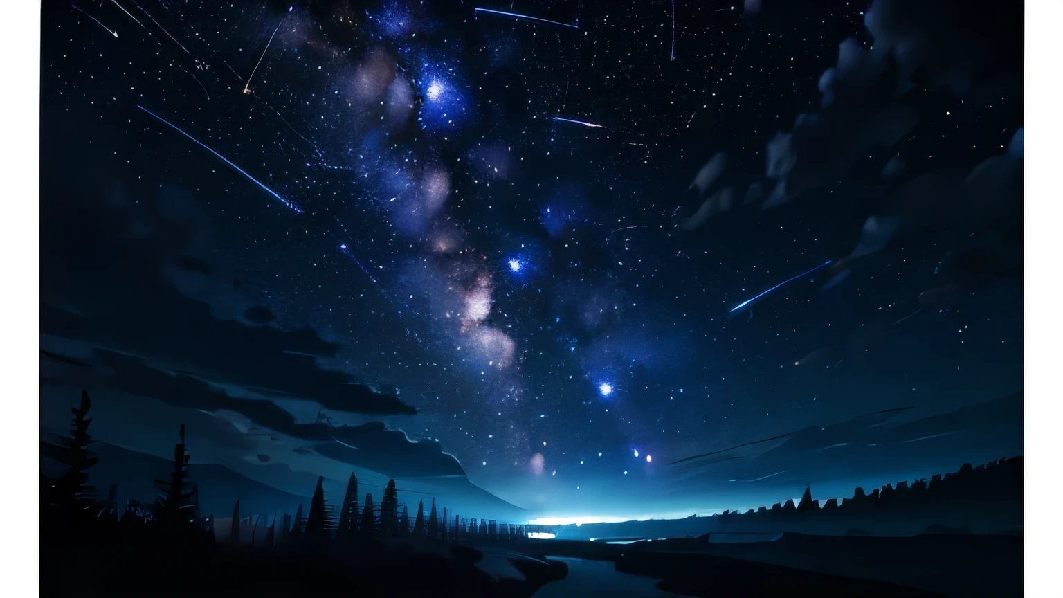 Pure Landscape，Dark night，Looking up，Night Sky，Meteor Showers
