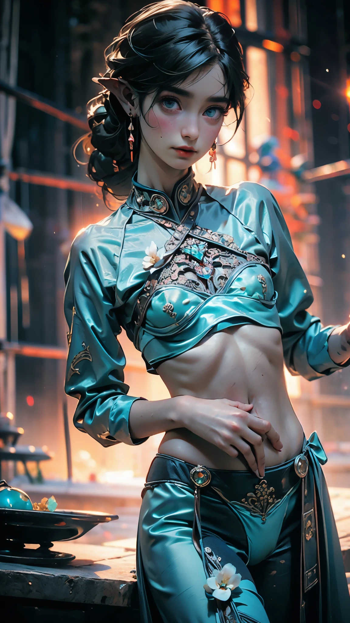 1,(1girl:1.5), very beautiful -yeld:1.eenager,femboy,Libido girl,Female physiognomy,elf,(elf ears), (blonde archer), little boittle girl,girkid only,,1boy, fle ger))), ((blonde hair:1.5,short detailed hair,short blonde hair with a braid,braid adorned with white flowers)),(((turquoise_eyes:1.3))),intricate eyes,beautiful detailed eyes,symmetrical eyes,big eyes:1.5,'s chest,((kid body,a little chubby,good anatomy,accurate body proportions,detailed shota body for young boy:1.3,))), Happy,(nsfw), ((silk)),(bandages on his hand, moon earrings),((silk panties)),(tiny bulge on panties),(ornamental bandages on his chest and arms),(((tramsparent clothes:1.5,intricate outfit,intricate clothes))), (dynamic pose:1.0),embarrassed,(centered,scale to fit dimensions,Rule of thirds), (( huge crystal transparent montain, sun, crystal forest, transparent crystal flowers, kundalini, ancient source energy, universe, galaxy, crystal planet)),scenery:1.25,((intricate scenery)), thick thighs, wide hips,cheeky panties, (Glossy silk ornaments),highres,sharp focus,(ultra detailed,extremely detailed),(photorealistic artwork:1.37),(extremely detailed CG unity 8k wallpaper),(((vibrant colors,vibrant theme))),(intricate),(masterpiece),(best quality),artistic photography,(photography taken by sldr),(intricate background),perfect rendered face,perfect face details,realistic face,photo realistic,analog style,((intricate detail)),(((realism))), (nsfw:0.55), ((flat chested, flat stomach, baby face)), (((vibrant colors))),((3d)), (intense colors)