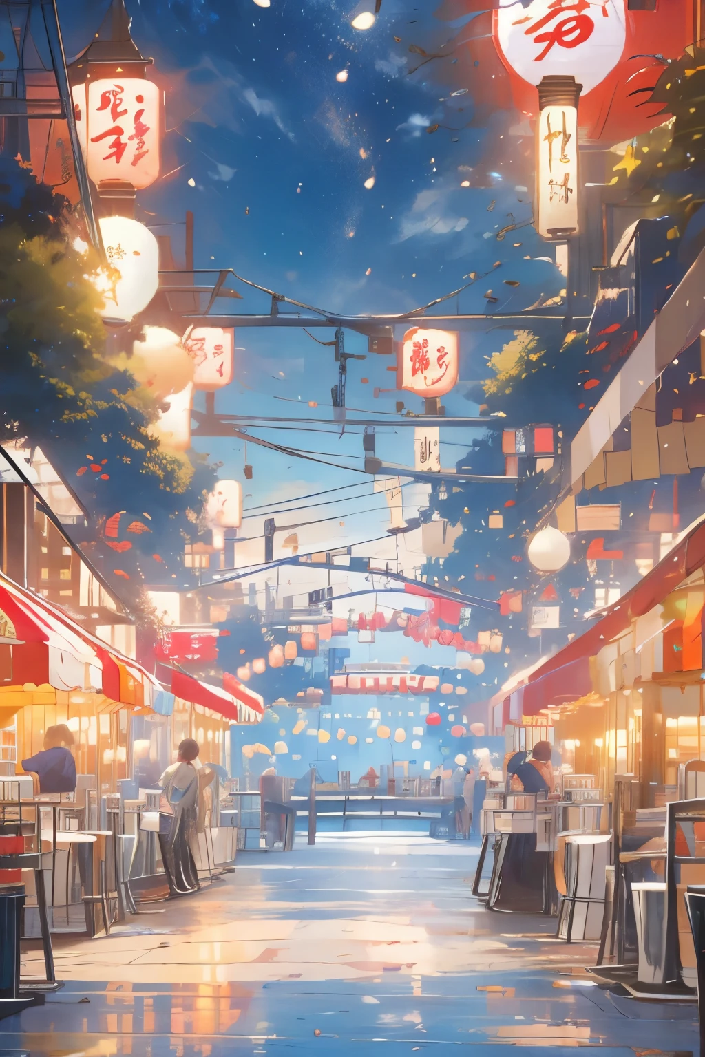 
"Envision a lively night festival, its vibrant energy buzzing in the air, as you approach a popular food stall. The enticing aroma of grilled delicacies draws you closer, where you see a skilled cook expertly tending to a sizzling grill. The cook, illuminated by the warm glow of string lights, flips skewers of marinated meat and vegetables, the flames dancing beneath, casting flickering shadows. The air is thick with the mouthwatering scent of spices and smoke. A line of eager customers, their faces lit with anticipation, stretches out from the stall. Each person waits patiently, chatting animatedly, their eyes occasionally drifting to the grill as they imagine the taste of the food. The sound of sizzling meat and the occasional cheer from nearby festival-goers punctuate the festive atmosphere. Describe the vibrant scene: the detailed interactions of the cook as they deftly manage the grill, the variety of colorful, fresh ingredients ready to be cooked, the animated expressions of the customers, and the overall sensory experience of being at this bustling food stall amidst the excitement of the night festival." best quality,highres,masterpiece:1.2,ultra-detailed,realistic:1.37,night scene,street vendor,toilet stall,overhead view,Vibrant colors,bokeh,nighttime illumination,crowded street,city hustle,exquisite details,woman,Japanese style,open-air urinal,traditional lanterns,food cart,night market,bustling atmosphere,dynamic perspective,steaming hot food,atmospheric lighting,nighttime food scene,sumptuous feast,glowing neon lights,busy passersby,cultural vibes,authentic experience
