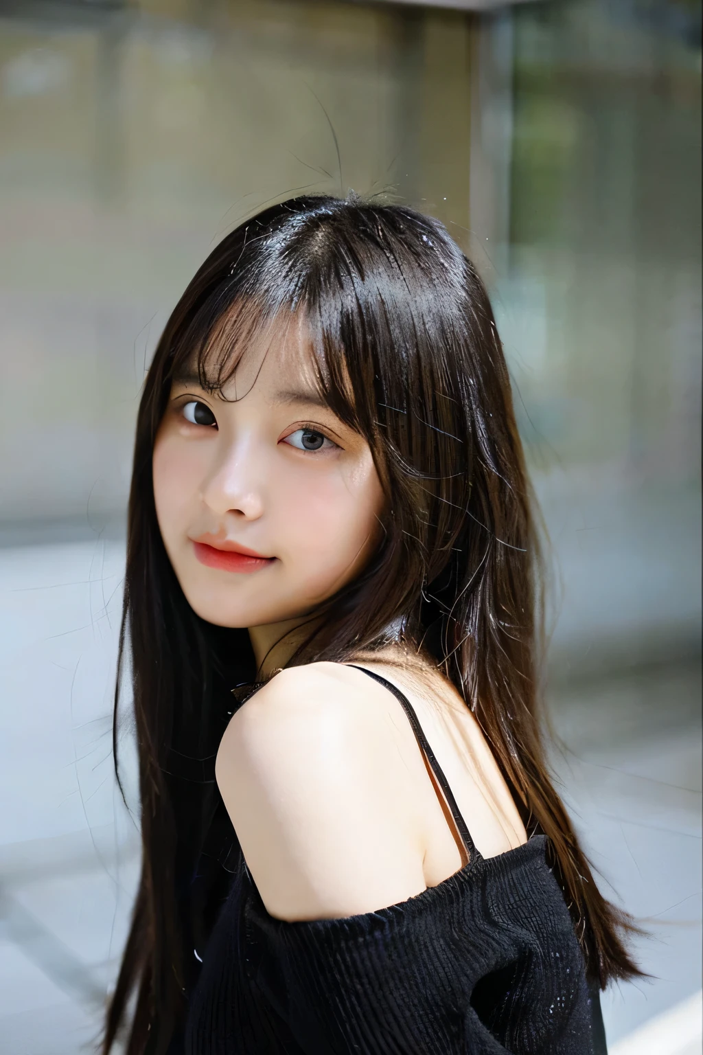 ~20 year old beautiful young girl、Realistic、Cute Face、Long black hair