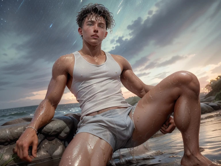 (((2 guy))),((extremely cute and beautiful boy)), watercolor, tom holland examines the buttocks of Justin Bieber,(((big ass))),((curly hair,short hair))),(((tanned skin,shiny skin,very shiny body,plastic shiny skin,exaggerated ,lit skin,wet legs))),detailed body,cute,slutty,seductive,erotic,(((NFV))), revealing clothes,((rave mini shorts,white loose tank top)),((wet clothes,complicated outfit,complicated clothes)), (dynamic pose:1.0),embarrassed, by the ocean at night, dark storm clouds and puddles, landscape:1.25, (extremely detailed CG unity 8k wallpaper),( ((bright colors))),(complex background),(masterpiece),(Best quality)