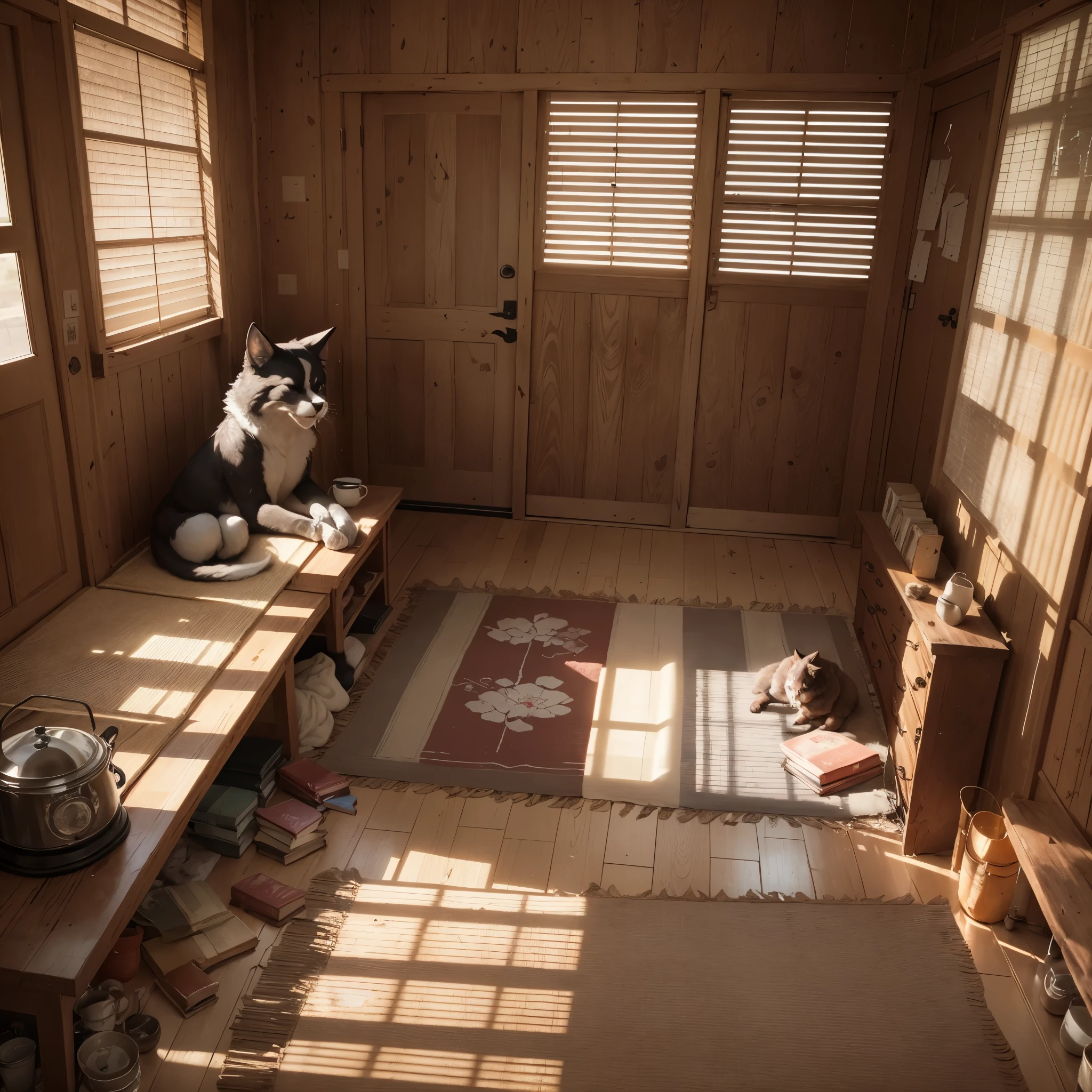 top quality, best quality, High-quality illustrations, masterpiece, super high resolution, detailed background, The deep silence of the night, the spacious hall of a weathered Japanese house, the darkness, the faintly lit old kotatsu, peeling wallpaper, deteriorated furniture, windows, swaying curtains, moonlight, eerie light and shadows, worn-out carpet, rusted clock, ancient books, aged shoji screens, footprints on the floor, the enigmatic presence, 6+boys, 6+girls, absurdres(highly detailed beautiful face and eyes)perfect anatomy, expression, good lighting, cinematic shadow(kemono, furry anthro)assorted poses, dynamic angle,