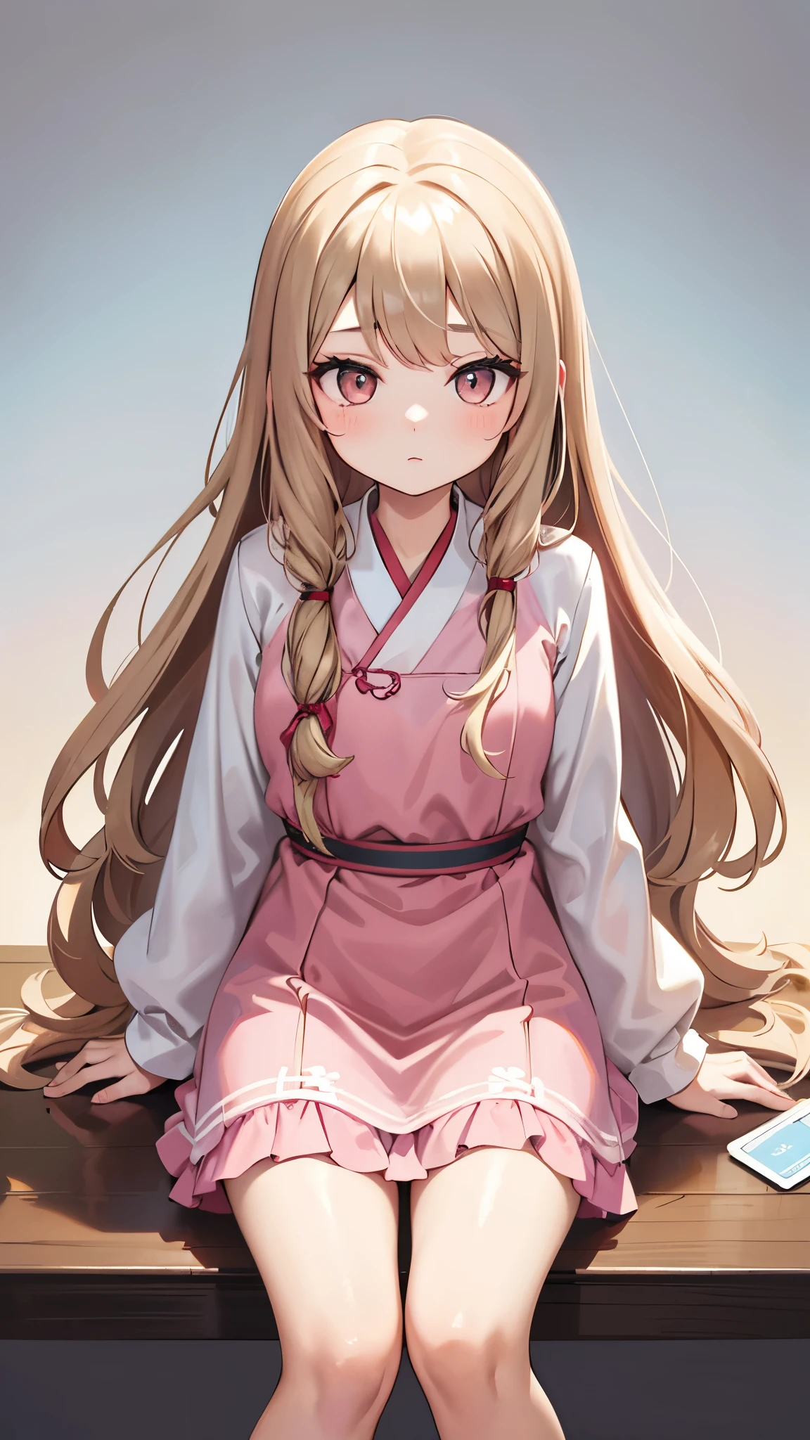 a close up of a woman with long hair wearing a pink dress, Larisa Manovar, Long hair with bangs, Long brown hair with bangs, White skin!!, White skin、Curly blonde, Long hair with plenty of bangs, Neat hair with bangs, Soft Hair, Wavy light brown long hair, Ilya Kuvshinov com Cabelo Longo, Korean, Asian Eyes, Cute Korean, Jennie and Blackpink