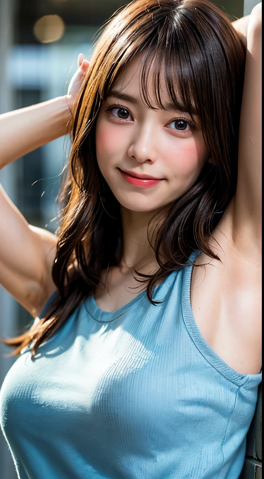 (Realistic:1.3、Ultra HD、Ultra-high resolution、8k、Japanese office lady、Realistic、At work、)、((Look Viewer:1.8))、(Extremely realistic skin texture:1.4)、(Realistic:1.3)、(((Embarrassed expression:1.6)))、(40-year-old woman、Mature Woman)、(Raise both arms to show your armpits:1.8)、(Face close-up:1.75)、((Shooting from the side:1.1))、Sweat、Visible nipples、Show off your nipples