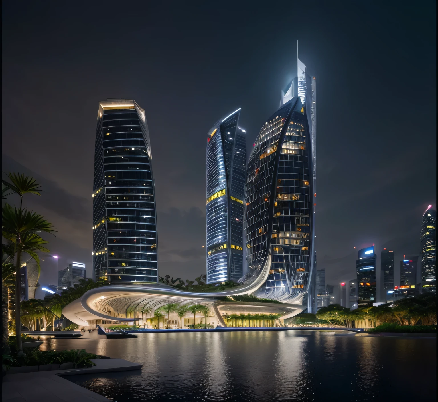 Zaha hadid architecture, Parametric deconstruction tower plants on facade, Singapore, cinematic lighting (best quality,4k,8k,highres,masterpiece:1.2),ultra-detailed,(realistic,photorealistic,photo-realistic:1.37),HDR,UHD,studio lighting,ultra-fine painting,sharp focus,physically-based rendering,extreme detail description,professional,vivid colors,bokeh,portraits,landscape,horror,anime,sci-fi,photography,concept artists,greenery,vertical garden,dynamic composition,organic shapes,steel structure,modern architecture,contemporary design,reflective surfaces,crisp lines,pristine,urban environment,skyline of Singapore,tropical climate,fantasy,otherworldly,transformation,contrast,texture,light and shadow,magical ambiance
