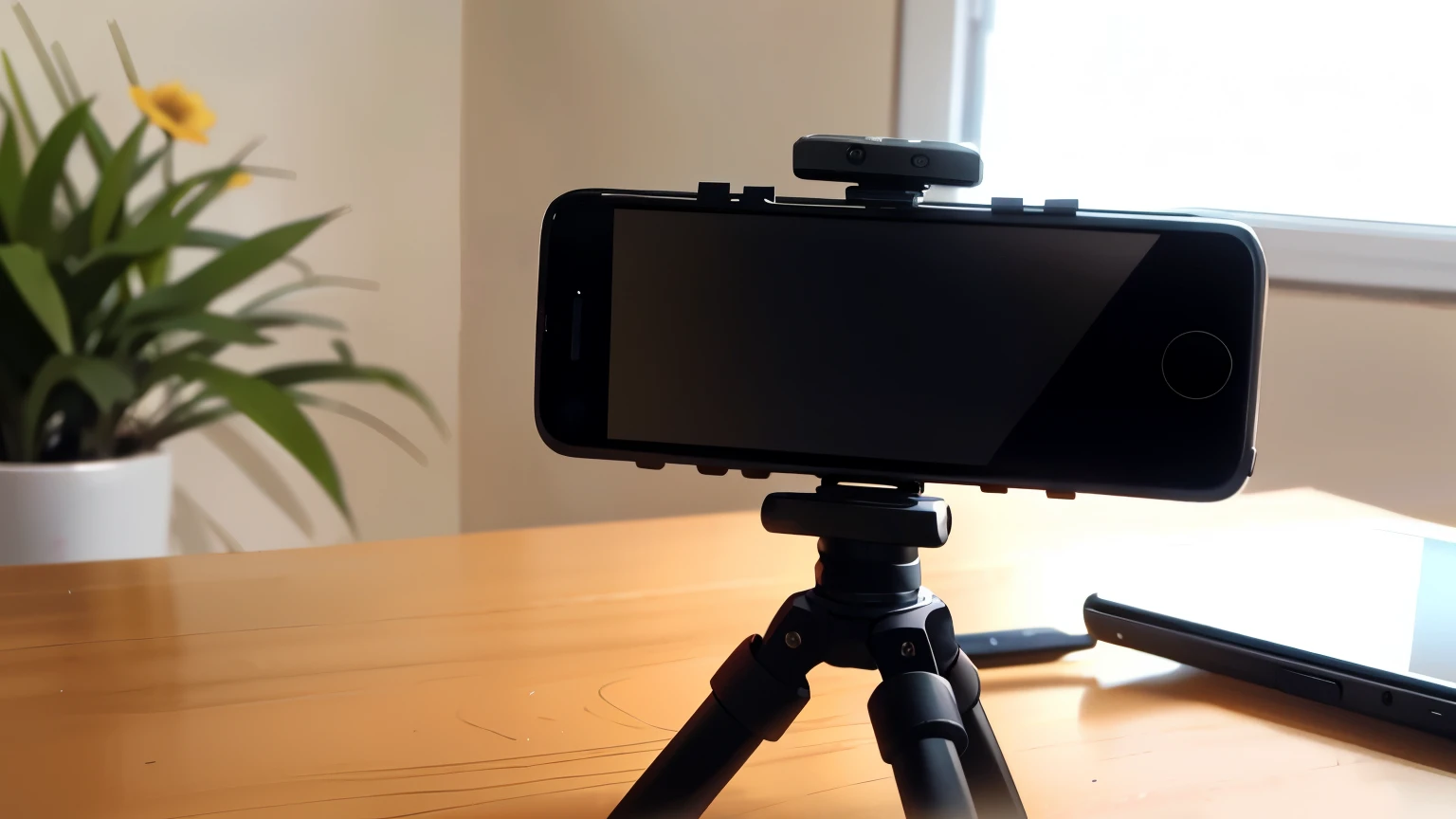 Smartphone on a mini tripod