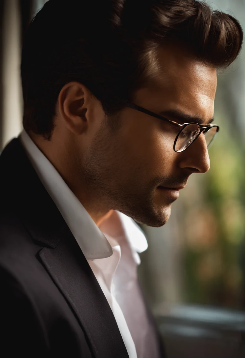 Businessman, Dark brown hair, Brown eyes,Glasses