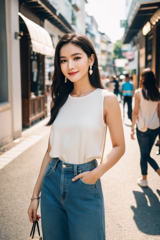 Beautiful girl: Asia, siêu dễ thương;
age: from 18-20 years old;
hair: không có hair, skinhead, bald like a monk;
skin bath: milk white, rosy and flawless;
eye: jet black, almond shaped, cold type, youthful, trong trẻo, siêu detail, elegant, charming, trang điểm high solution, true, bắt eye;
mí eye: delicate, Perfect Beauty;
eyebrow: cong, dear, high solution;
face: beautiful, pure, like a fairy, light makeup, lovely, Perfect balance, đẹp đến từng detail;
nose: xinh, lovely, cao;
cheekbone: prominent;
lip: charming, light red lipstick, son bóng lovely;
răng: Beaming smile, Lily-white;
mechanical: full of youth, Fits tight with pants;
accessory: Cord, earring, bracelet;
Fashion style: high-class, Modern 2024, luxurious;
Image quality: non-NSFW, (((8K CG HD))), high solution, Super nice graphics, professional, detail, colourful, super cool, advanced techniques, RAW true;
light:color complexity, black gold rays;
sunlight: exploit, illuminate the girl's body;
background font: random, beautiful;
(((Girl standing on shopping street))), the girl smiled brightly;
Colorful street art, The photo is visually appealing;