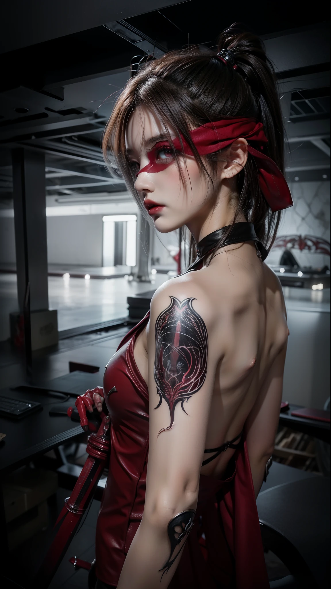 NSFW style,Delicate gloss,Box full of swords images,wing, Succubus Theme,Fallen Angel,Excellent,scary,Secret Terror,Tentacles,With eyes,Uncanny Valley Effect,Beast Blood Moon,skeleton,vampire,Hellfire,Demon Angel,Silver Jewelry,eyes like sapphires,Milky Way Eye,Wearing a red eye mask,The arm has,Standing sideways
