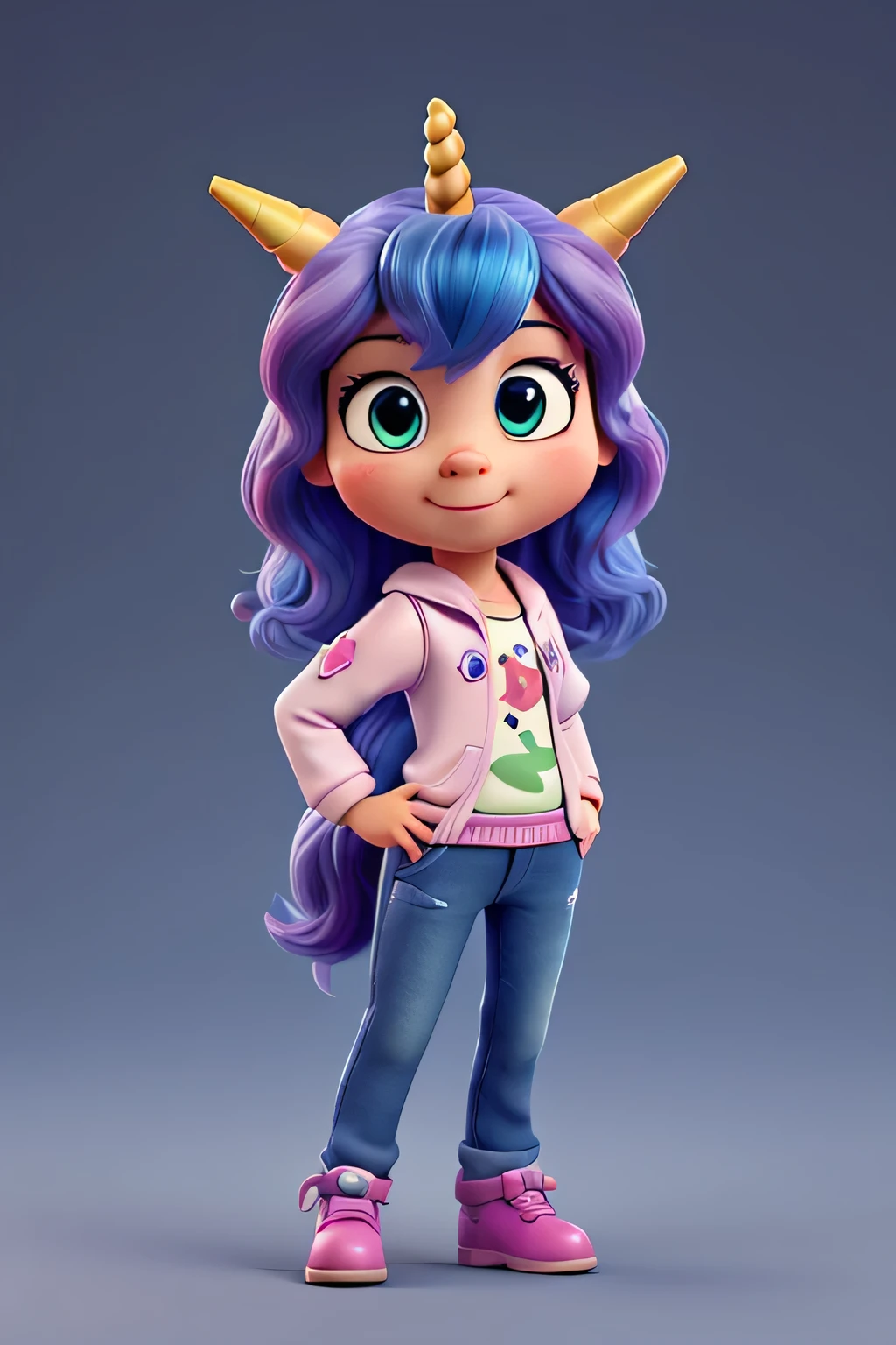 cartoon unicorn with blue hair and a black horn, (((artist's clothing))) unicorn, white unicorn, unicorn from the tusk movie, blue unicorn, a unicorn, 3 d cavalo pet shop, unicorns, unicorn horn, bonitinho digital art, bonitinho 3 d render, bonitinho cartoon character, Chibi, bonitinho character, personagem toonix, anthropomorphic mare, my little Pony, bonitinho (((movimento)))