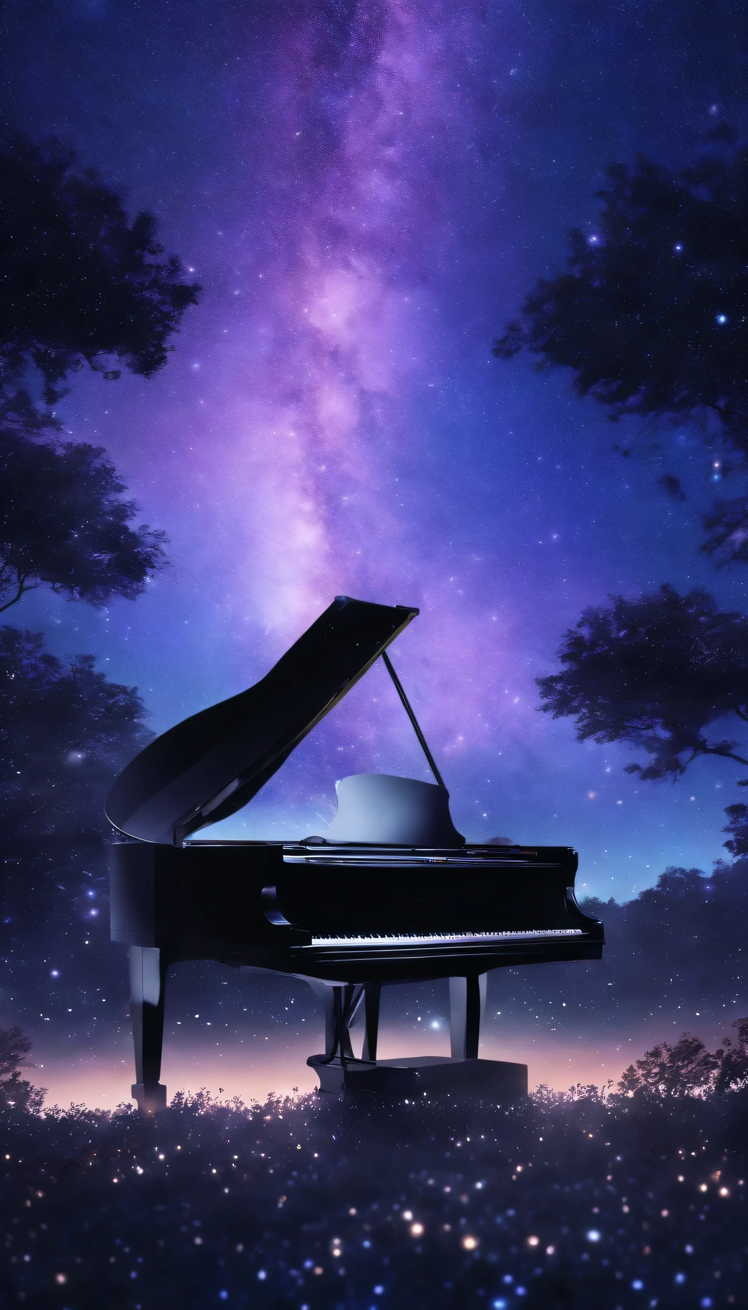 Vast Sky,Starry sky,by shinkai makoto,Grand piano,Pull the camera,Look at the sky,constellation,Violet Evergarden