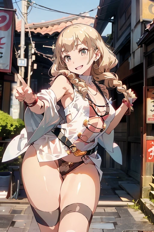 (from below:1.2),(from side:0.9), ((Face)), (Close-Up:0.4), (RAW photo:1.2), delicate and beautiful, wonderful, Fine detail, official art, huge file size, Ultra-detailed, very detailed girl, very detailed eyes and face, Bright on the face、Photorealistic perfect body、Ultra-high image quality、Ultra-high realistic image quality,(with sparkling eyes and a contagious smile),(her thin pubic hair:1.4),(Japan Gal:1.3)、(Teenage face:0.8)、(cute black see-through nightgown)、(twin)、(medium-breasted:1.2)、(cleavage of the breast:1.0)、(Gravure Pose:1.4)、(Cowboy Shot、Thigh up:1.0)、Waist slender、(bangss)、(platina bronde hair color:1.1)、(voluminous curly hair:0.3)、(long hair:1.2)、(good lighting)、A smile、Gal Style Makeup、Gal style earrings、Gal style bracelet、(Gal style long necklace)、shopping street,happy smile, smiling,((Very happy smile))、Show shoulders、Complex patterns and transparent materials、Artistic depiction of seductive women, Emphasizes her charming silhouette,famous cafe background in italian,looking at viewer,
