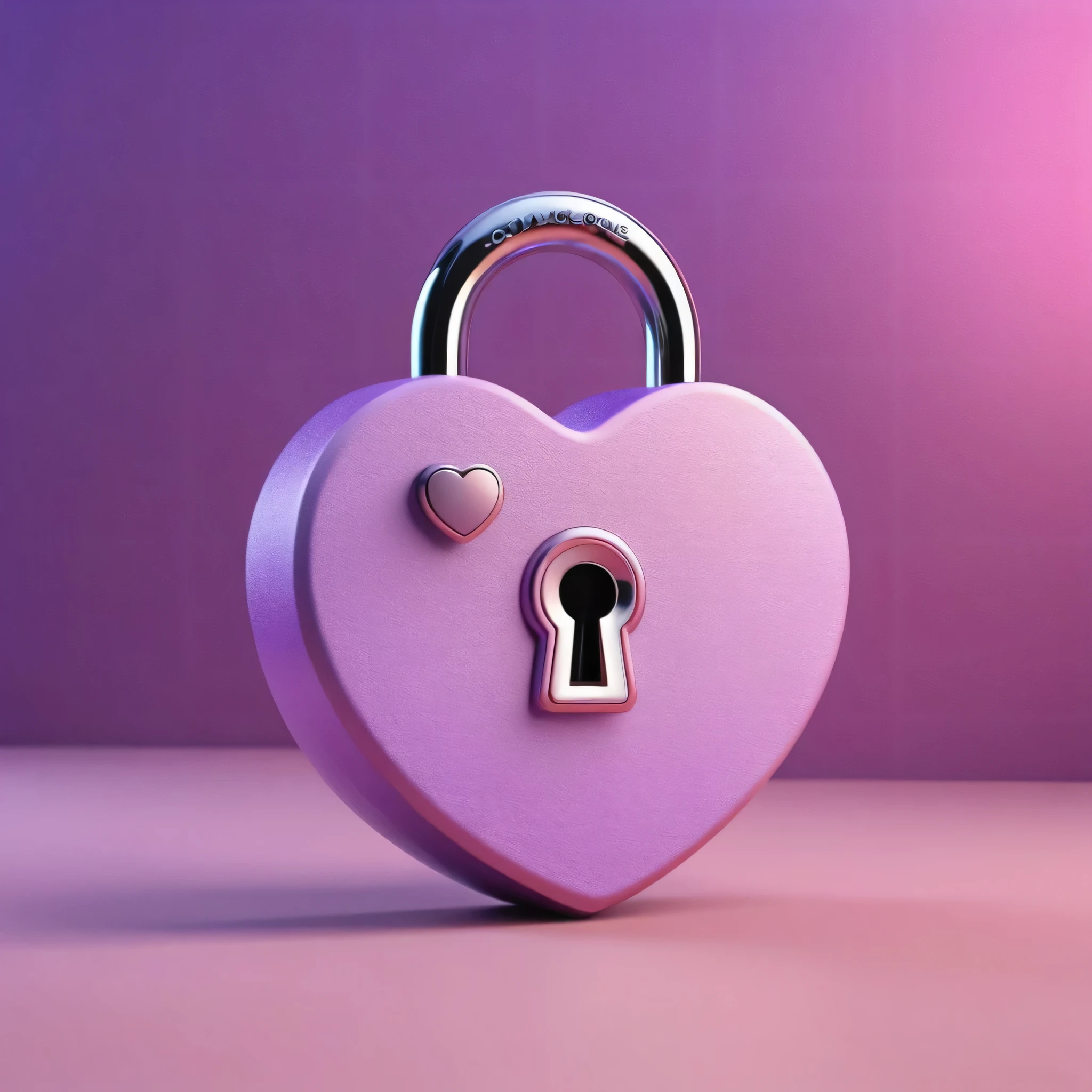 a lock with a key in a heart form, minimalistic, in a light purple and pink style, with soft edges and blurred details, in the toycore style, with a 3D render, on a colorful background, with a minimalist stage design, in a surreal style, with a cinema4D rendering, with a minimalist style, with low saturation, using gradient colors, with a cinema4D rendering, with a blender rendering, with super detail, at a super high resolution, at a super high definition.