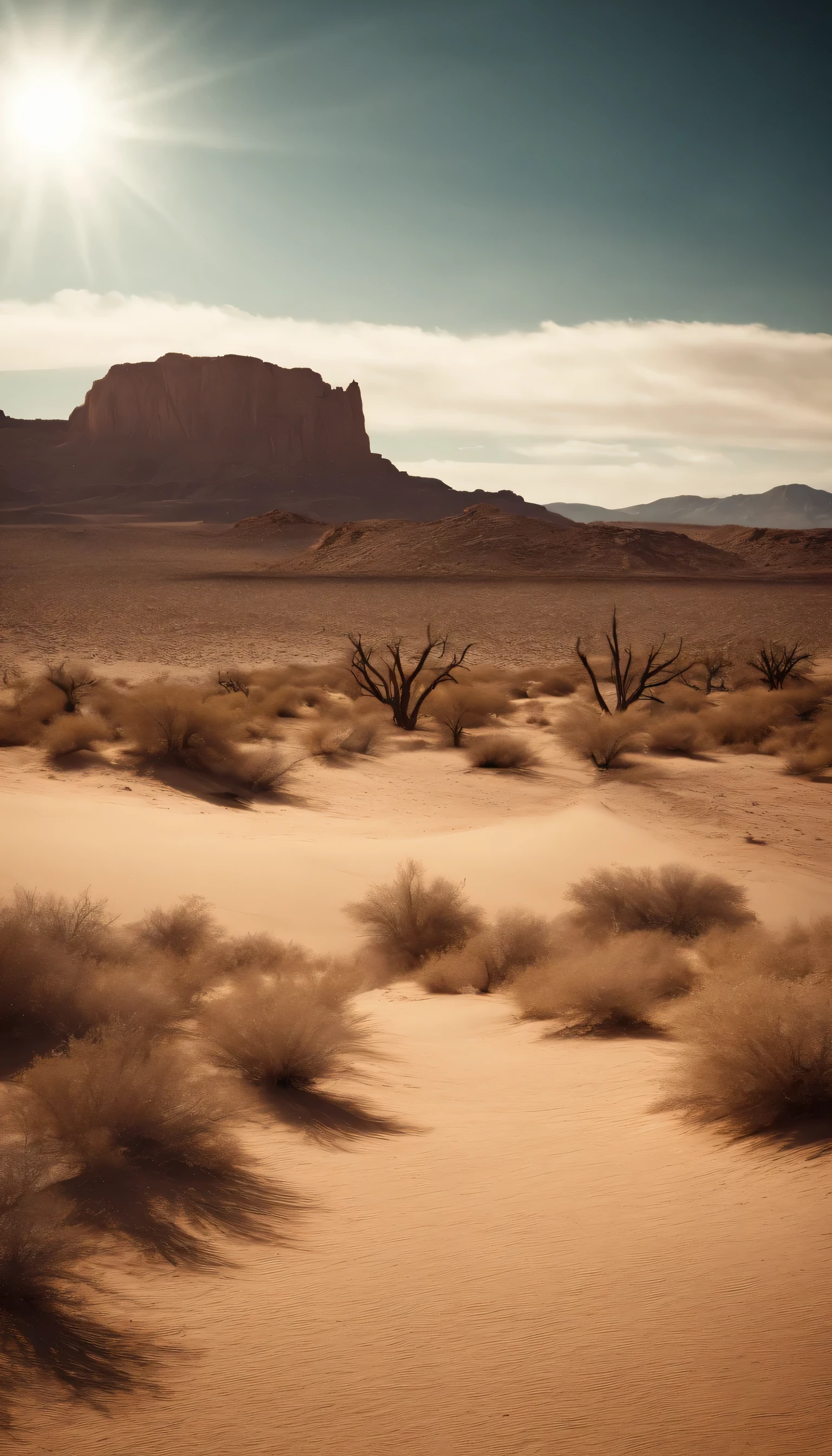 Desert landscape, post atomic 1950 style, fallout 
