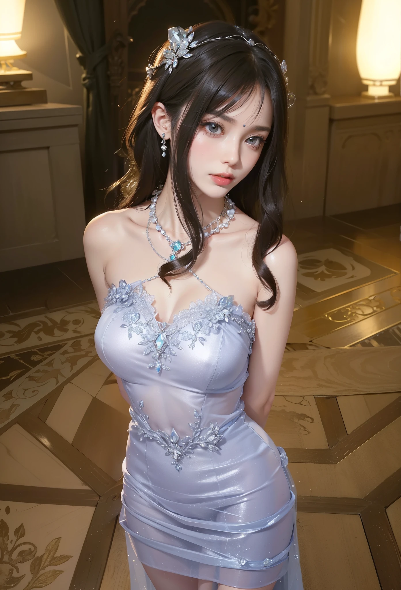 Royal sisters,Exquisite eyes,Snow Queen,Put the crown on your head,Detailed facial expressions body,Tall and big,Glamorous characters,Leg length,4K,HD,Sensual,White translucent lace,白皙Full picture,Little cherry mouth,Beautiful and cute,Full picture,Glossy Gel Coat,Vampire Queen in luxurious robes,Have a tattoo(Intricate tattoo designs),Rich facial details,Wear gorgeous jewelry,Royal princess,Sparkling gemstone necklace,Hands behind your back,breasts symmetrical