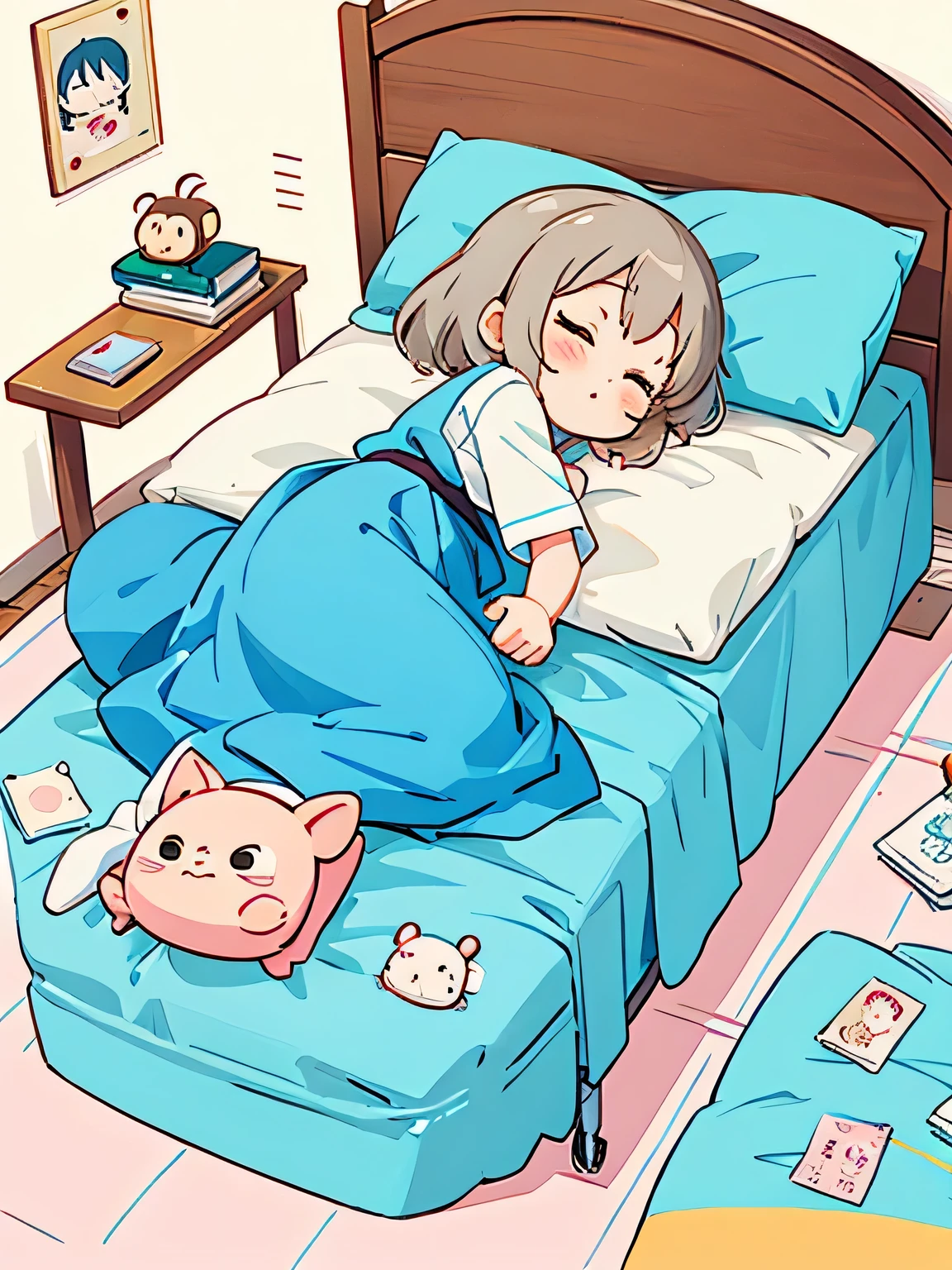 hayao Miyazaki、Kawaii Design, most beautiful girl ever、Chibi, afternoon nap、monkey, hospital bed