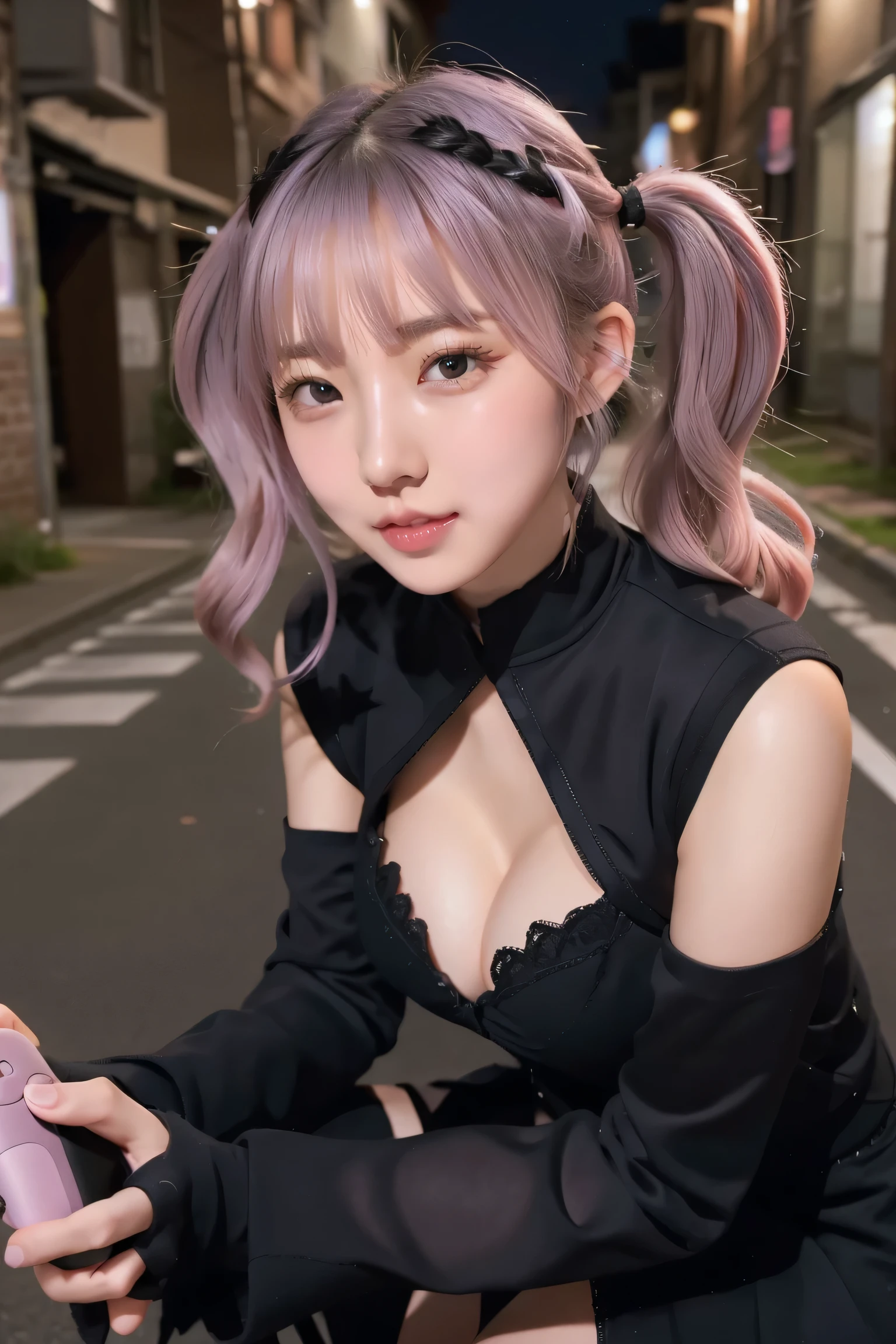 (remote_play), (remote_Vibrate), Top Quality, Masterpiece, Figure, (Realistic, photo-Realistic:1.37), Amazing, Detailed, Incredibly Absurd, Large File Size, Highly Detailed, High Resolution, Highly Detailed CG Unity 8k wallpaper, ray tracing, viewing caution, 1 female, Japanese mature woman, mature woman, (dark blonde medium waves, bangs falling over one eye: 1.3), (slender body), (blushing: 1.4), (breasts) cleavage), witnessing overwhelmed individuals. By intense stimulation with a powerful vibration device. With a shock of joy or surprise, they instinctively crouch down, their knees shaking as their bodies respond to the electrical vibrations. Their eyes closed and mouths open, their expressions conveying a mixture of joy, surprise, and hints of vulnerability. The energy of the scene is palpable. Viewers are invited to share their thrilling experiences with the subjects in a deserted and cluttered back alley.
(KPOP idol), (long twin tails), (light purple hair): 1), ((big eyes)), staring, BREAK ((upper body: 1.3)), front, long flowing silver hair, slender physique, black white costume , a character wearing thigh-high boots and gloves.