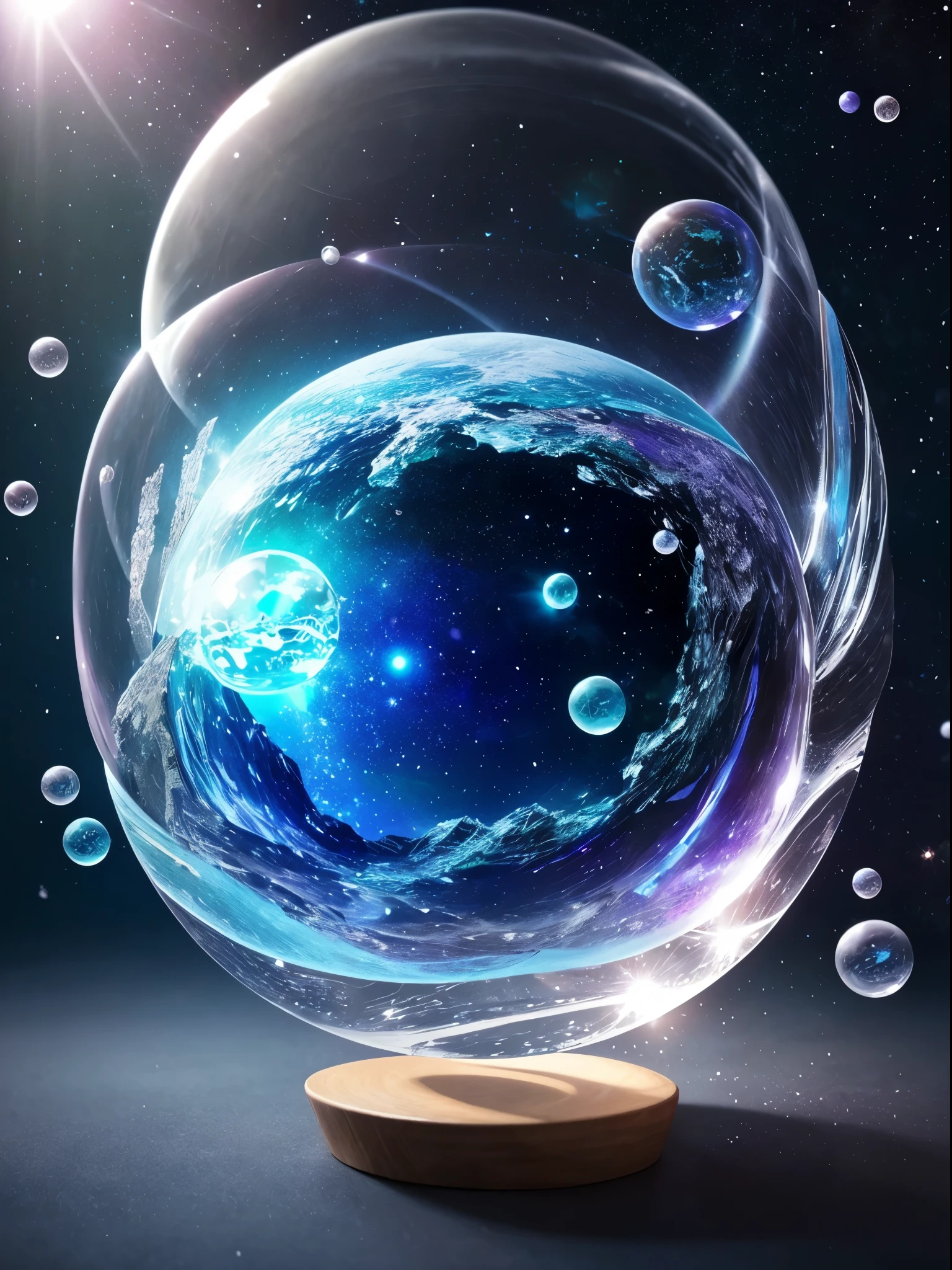 Surrealism、planet、crystal、Abstract art、empty、Earth、bubble、hologram、minimum、vintage、Soft Lighting、Precision Dreams、Fantasy World