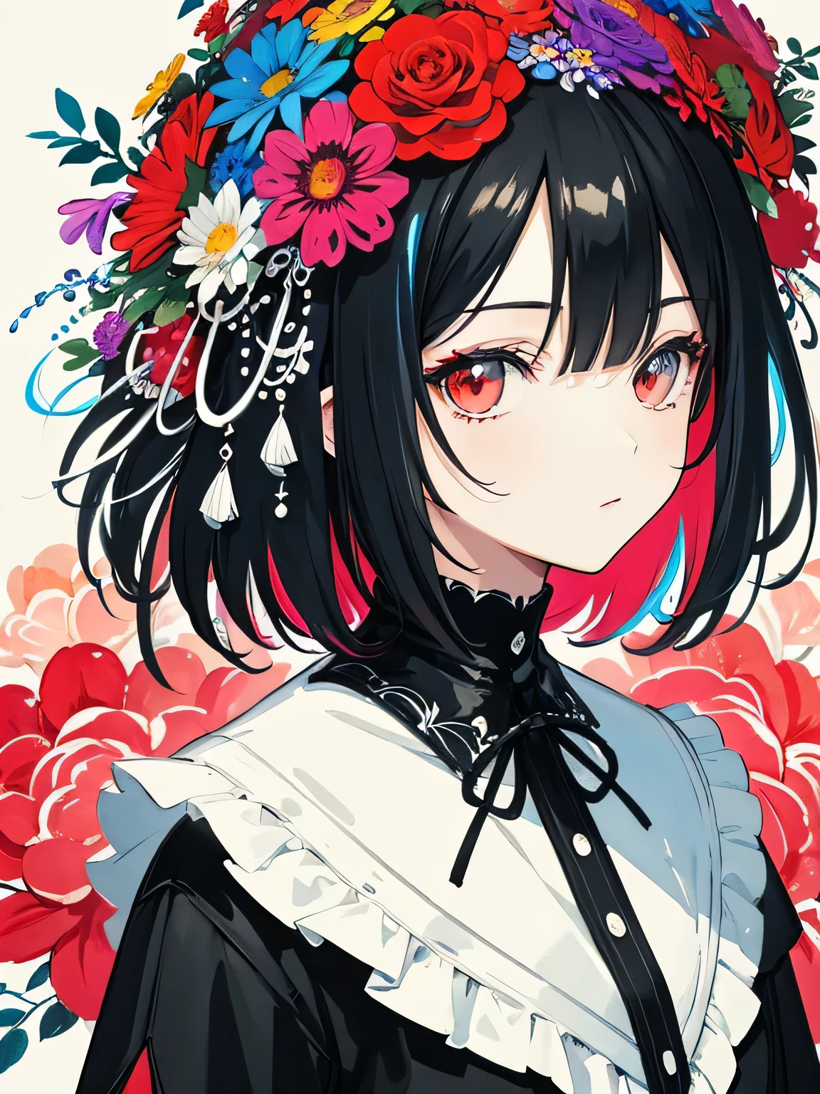 Black Star Red and White Style、(((stylish fashion))), 8K Quality、Intense watercolor, Detailed watercolor art, Watercolor splash, Surreal, avant-garde pop art, Beautiful and expressive paintings, Beautiful artwork illustration, Very colorful tones, wonderful, Cool beauty, highest quality、Official Art, Vector art, Stylish design, (((The most beautiful girl))), (((highest quality))), HDR, ((detailed)), (((Doodle Art)), ((masterpiece)), ((Super detailed)), (((Colorful flowers))),(((Stylish))),