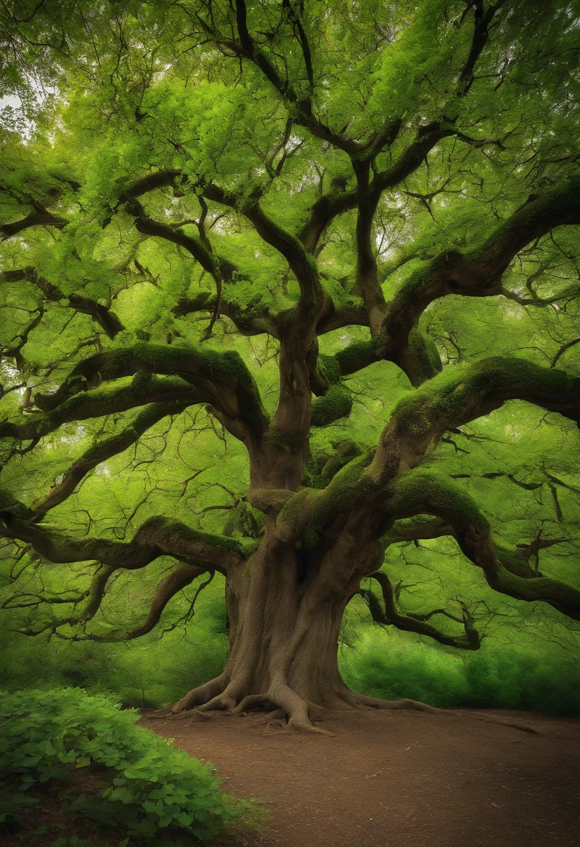 tree with  green flowers around