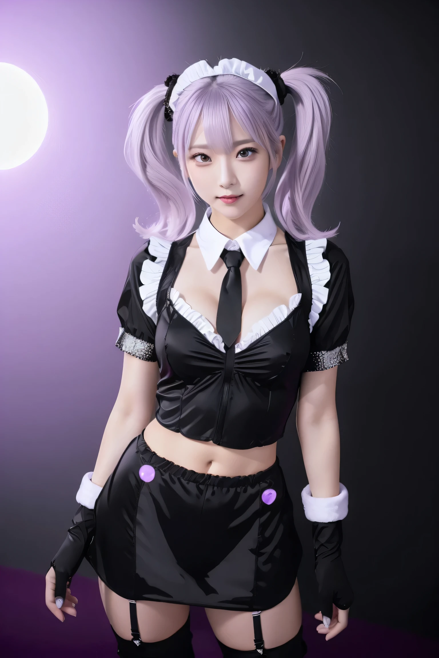 ((girls and couples: 1.3)), ((athletics/women's track and field)), (((1 person))), ((black and white costume: 1.3)), ((stadium)), super cute, smile, Beautiful Breasts, Full Body Lesbian, Playground, ((Great Style)), ((Healthy Body)), ((Short Hairstyle)), Japanese Woman, Photorealistic, Beautiful Details, Hyperrealism, High Contrast, Ultra HD , Realistic skin texture, highest image quality, highest image quality, ultra-high resolution, definition, thin, see-through)) Tight underwear with strings, black and white I didn't notice that the nipples were showing through the costume ((Maid: 1.1)), ( KPOP Idol), (long twin tails), (light purple hair): 1), ((big eyes)), staring, BREAK ((upper body: 1.3)), front, long flowing silver hair, slender physique, black and white costume, thigh-high boots A character wearing gloves.