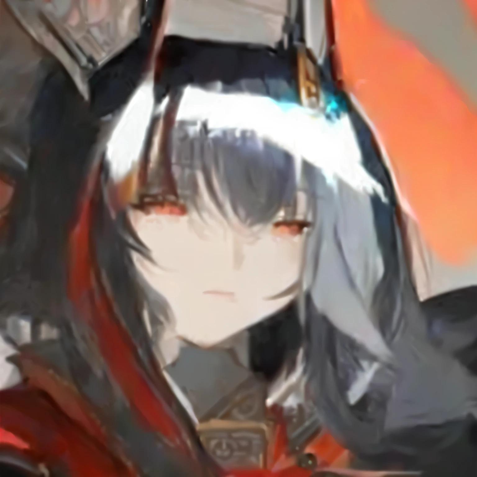 Has long black hair、Draped in a red cloak、anime girl holding sword, from Ark of Tomorrow, Ark of Tomorrow, Onmyoji portrait, Onmyoji, From Girl Front, Things, fleet collection style, guweiz, kanliu666, Shikami, portrait gapmoe yandere grimdark, Pixiv 3DCG, unknown art style