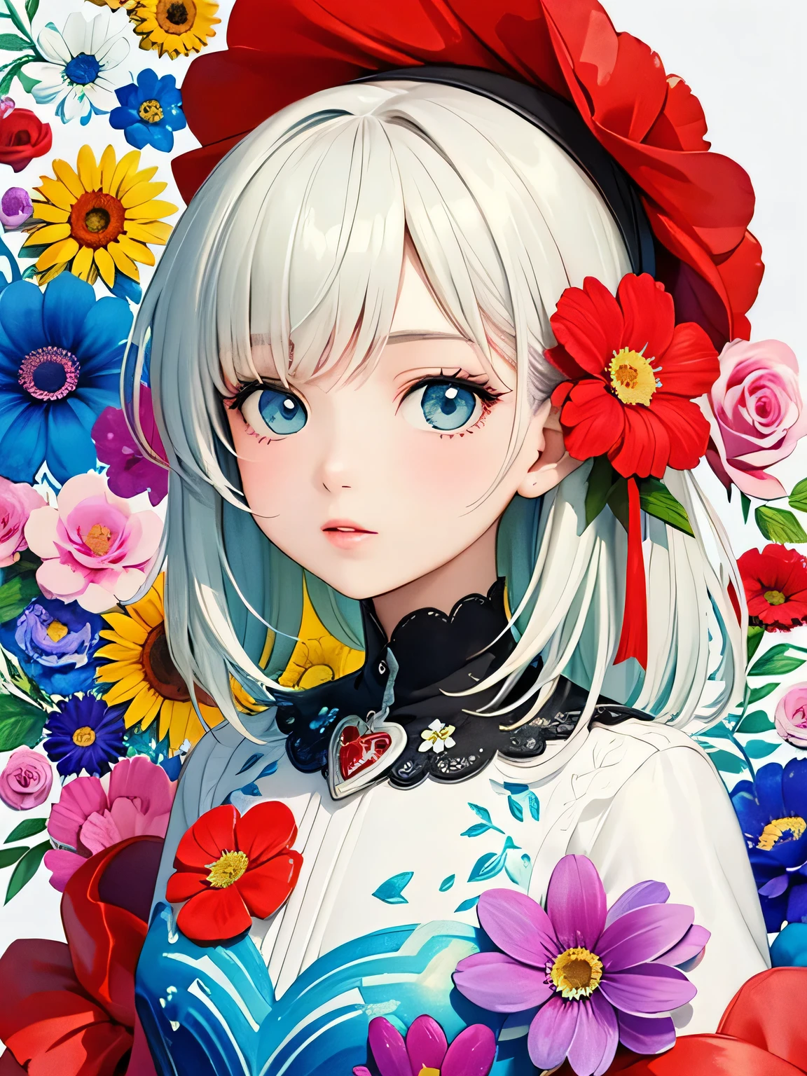 Black Star Red and White Style、(((stylish fashion))), 8K Quality、Intense watercolor, Detailed watercolor art, Watercolor splash, Surreal, avant-garde pop art, Beautiful and expressive paintings, Beautiful artwork illustration, Very colorful tones, wonderful, Cool beauty, highest quality、Official Art, Vector art, Stylish design, (((The most beautiful girl))), (((highest quality))), HDR, ((detailed)), (((Doodle Art)), ((masterpiece)), ((Super detailed)), (((Colorful flowers))),(((Stylish))),