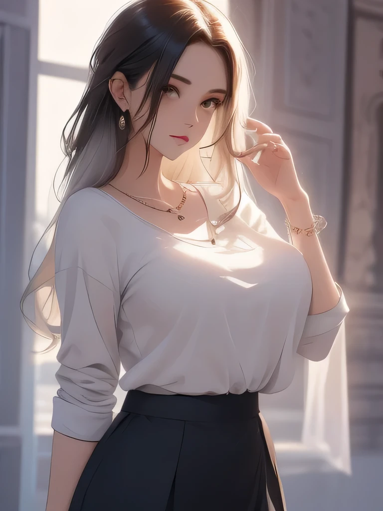 flat heart, maquiagem, mascara, Lips are soft or colored, fundo preto simples, minimalismo, monotone, paletas de cores simples, limpo, Projetos afiados, silhuetas fluidas, skirts and tight pants, high-waisted skirts and pants, vestidos simples, camisas e blusas, assymetrical, geometric, Materiais e designs elegantes e luxuosos, simples, Minimal accessories, Necklaces and thin rings in silver or gold, busty lady, very huge breasts, natural large breasts, Pulseiras simples, Designs diferenciados, silhuetas simples, estilo simples e sofisticado, elegence, minimalismo, materiais de alta qualidade, Fresh printing , alta moda, Simplicity and sophistication,