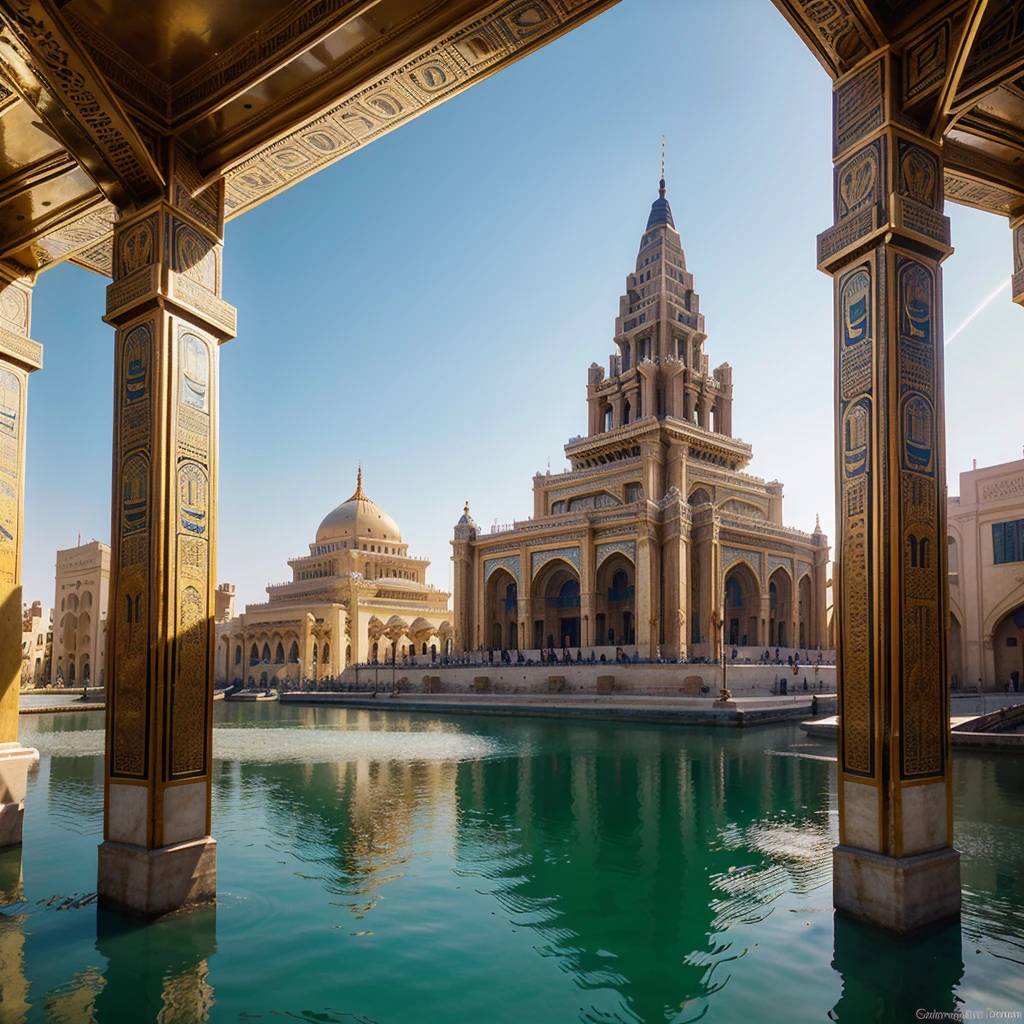 (best quality, 4k, 8k, high resolution, masterpiece: 1.2), ultra detailed, (realistic, photorealistic, photorealistic: 1.37), future Egyptian Cairo, amazing pyramid construction, amazed people, futuristic scene, rich colors, lighting immersive, Egyptian architecture, cityscape, high-tech environment, vibrant atmosphere, modern fashion trends, bustling street life, cultural diversity, spectacular skyline, impressive structures, intricate details, impressive technological advancements, perfect combination of tradition and progress, experience majestic visual, fascinating cultural fusion, eye-catching fashion accessories, architectural wonders of the future, Egyptian heritage in the modern world, unforgettable depth and dimension, contemporary lifestyle, curious exploration, elegance Aesthetics, energetic city vibes, Enchanting atmosphere, Narrative captivating, Unique cityscape, Historical touches in a futuristic setting, Sophisticated artistic vision, Innovative design elements, Unforgettable sense of wonder, Revealing the secrets of the future, Transformative journey through time and space.