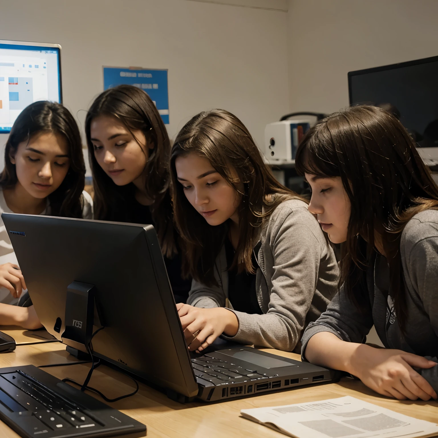 Students with computer