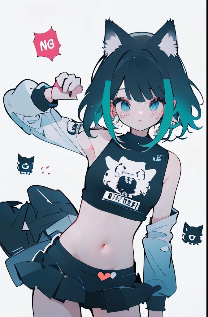 boxing、age Girls、、belly button、stomach、skirt、Cat ear、cute
