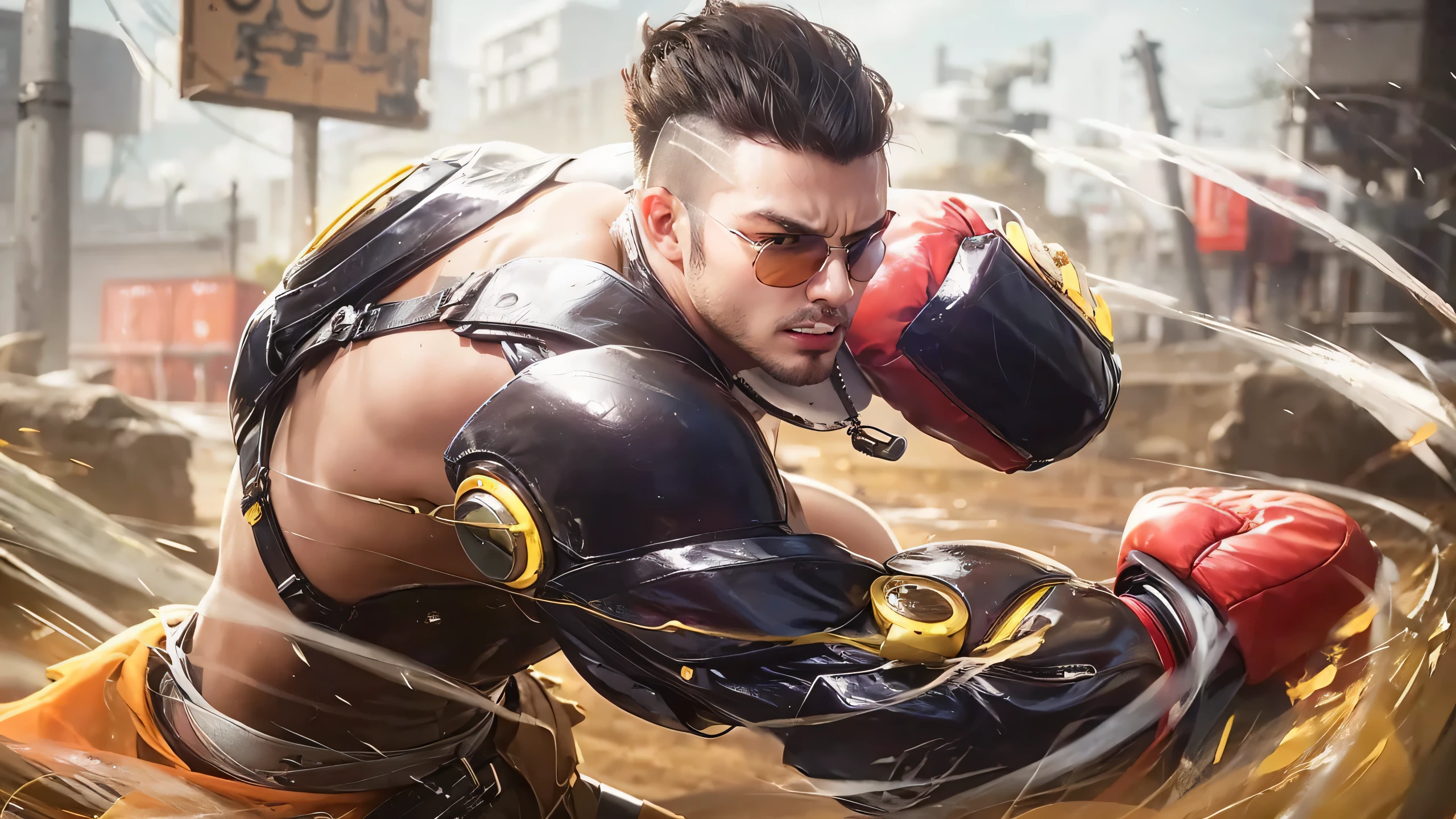 3d, realistic, 4k quality, man face same as remain, The man is 20 years old, and wears sunglasses, same as original picture, best quality3d, realistis,