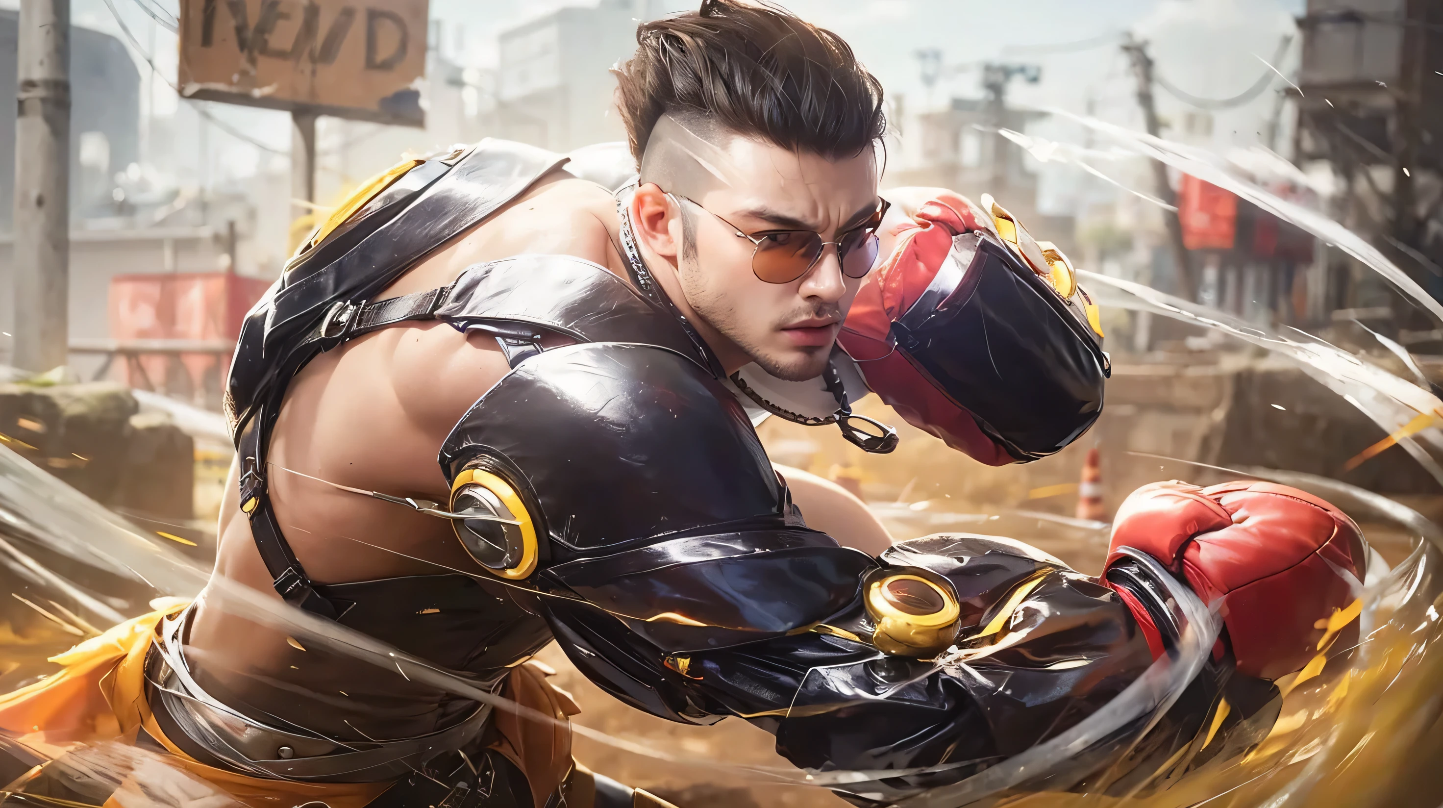 3d, realistic, 4k quality, man face same as remain, The man is 20 years old, and wears sunglasses, same as original picture, best quality3d, realistis,